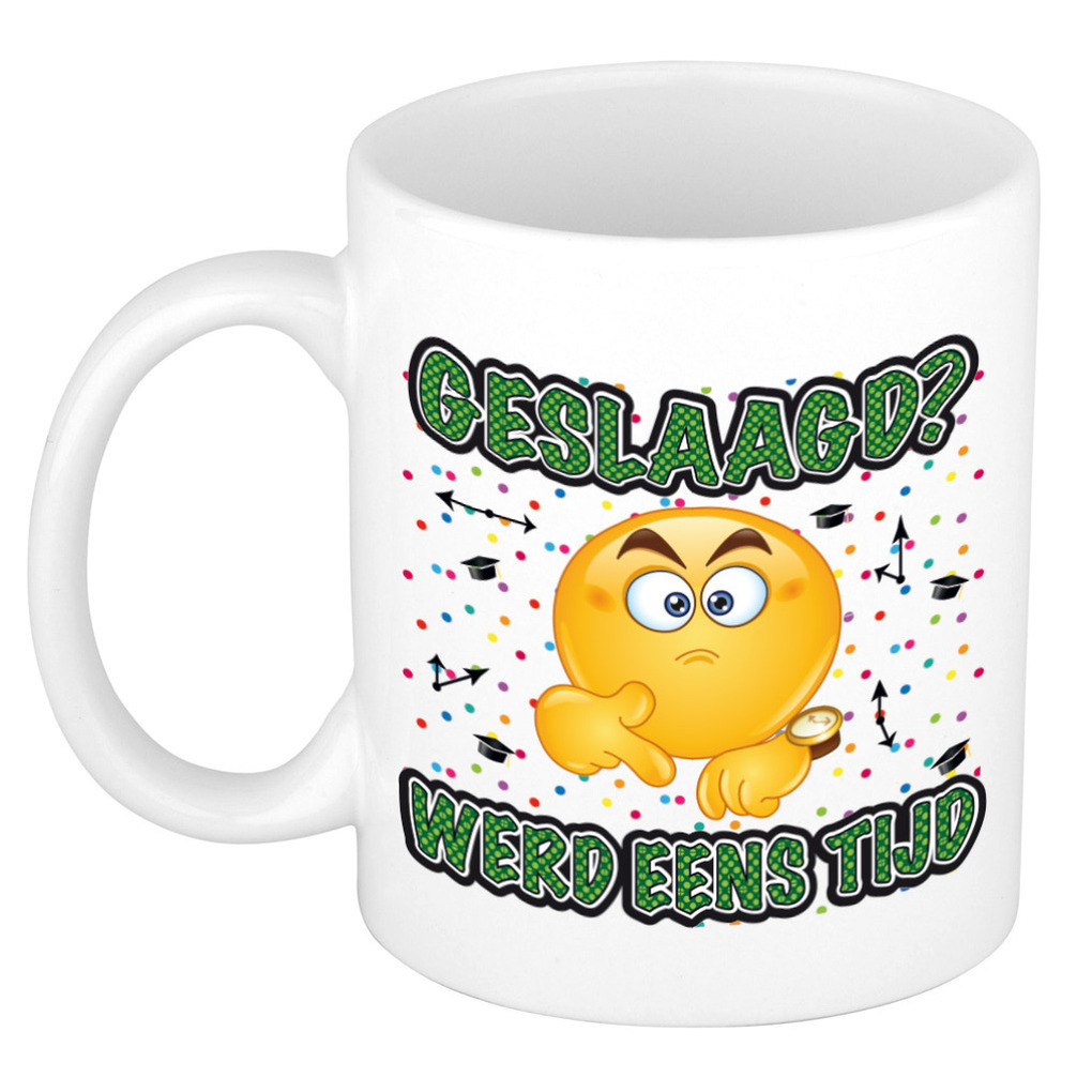 Geslaagd cadeau mok - Werd eens tijd - keramiek - ca. 300 ml -