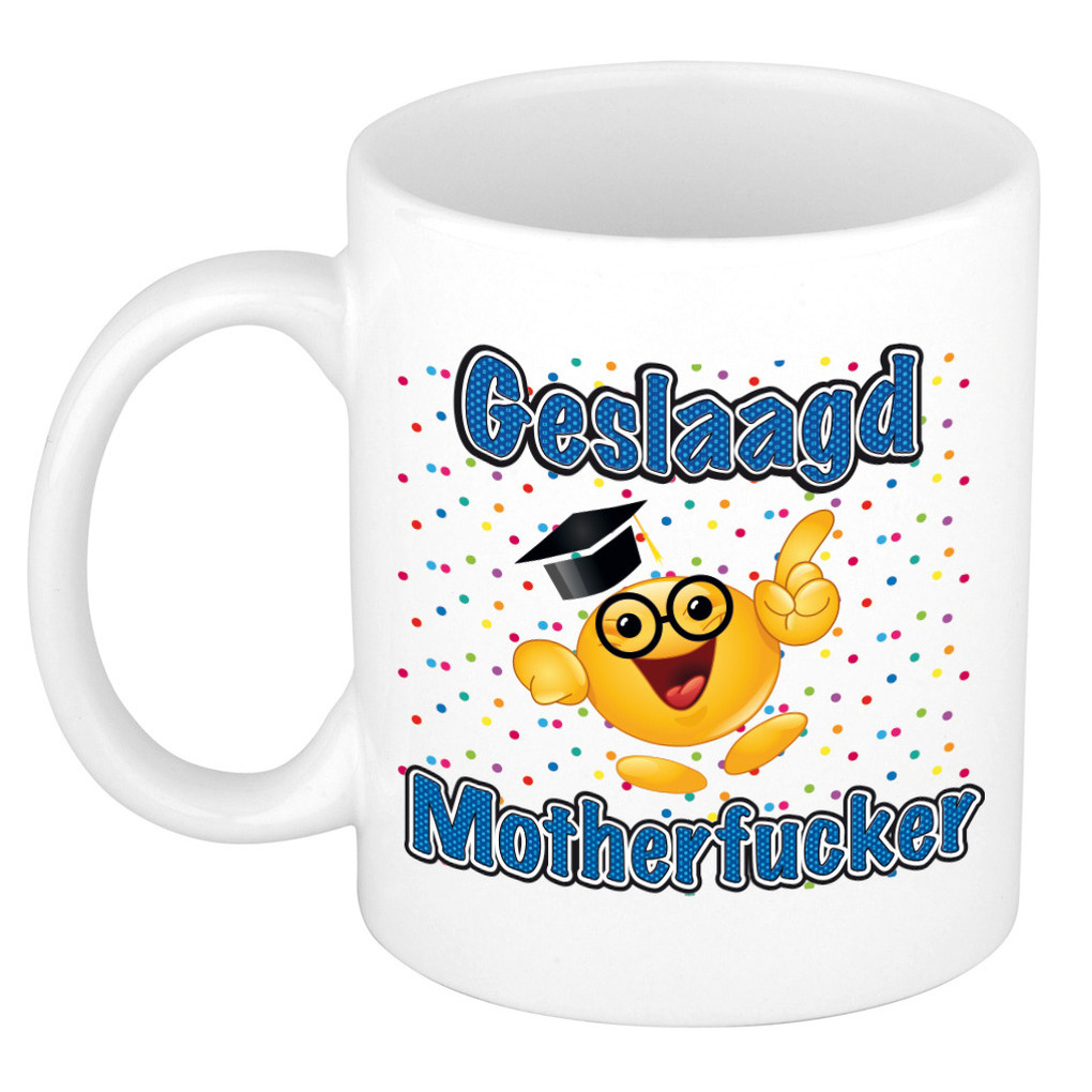 Geslaagd cadeau mok - Geslaagd Motherfucker - keramiek - ca. 300 ml -