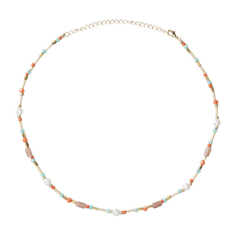 Ketting kralen oranje - multikleur - ø38x8 cm