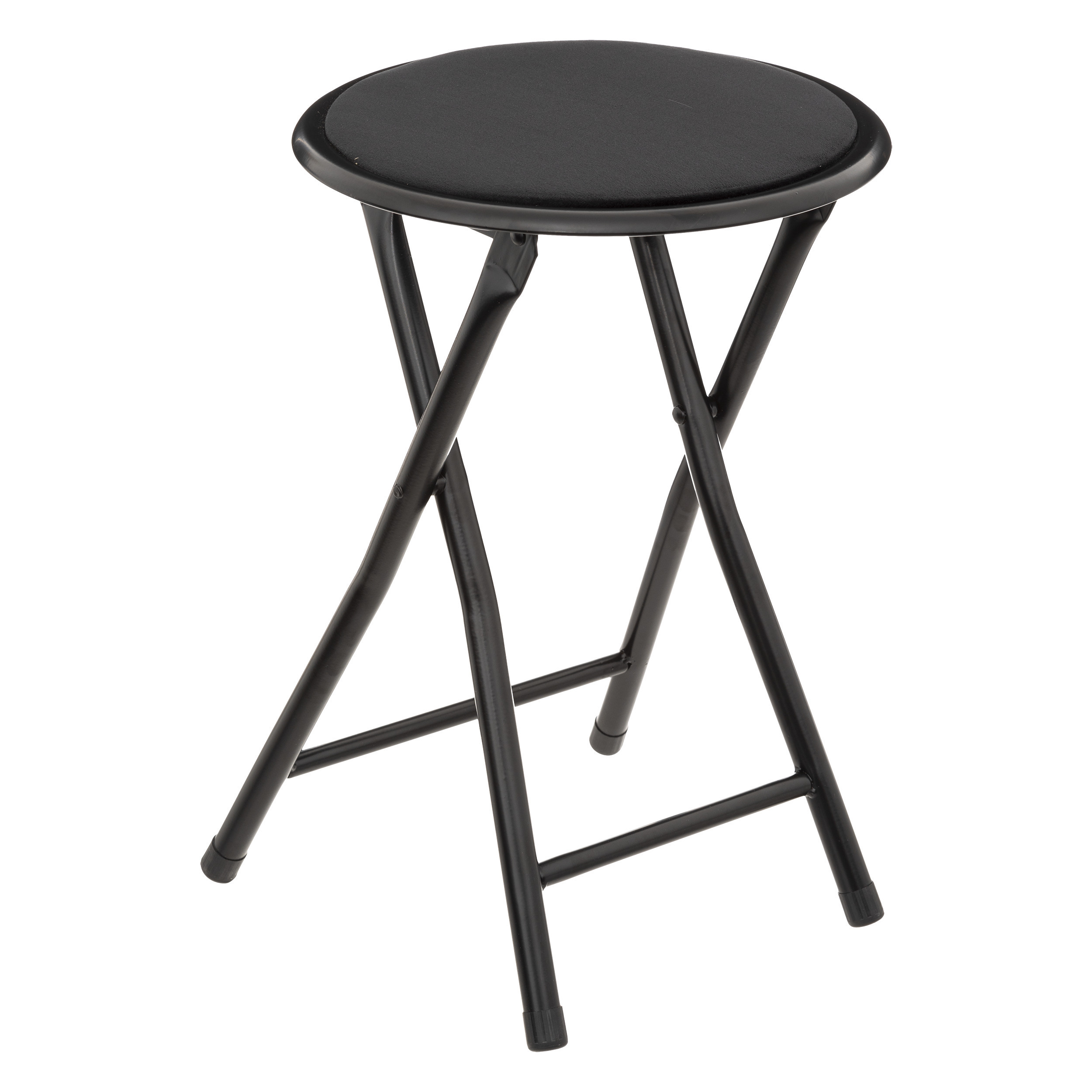 Bijzet krukje/stoel - Opvouwbaar - zwart fluweel - 29 x 45 cm -