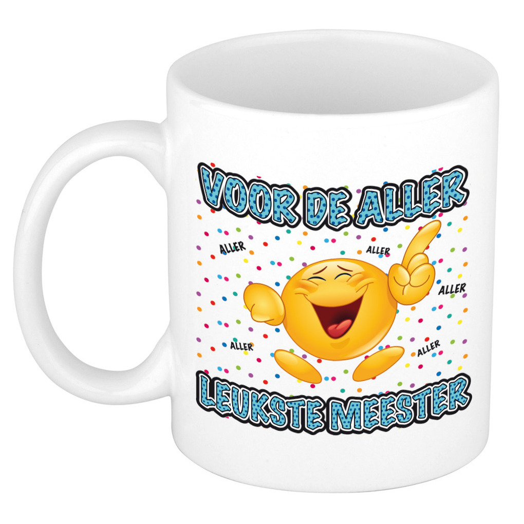 Cadeau mok/beker - Voor de aller leukste meester - wit - 300 ml -