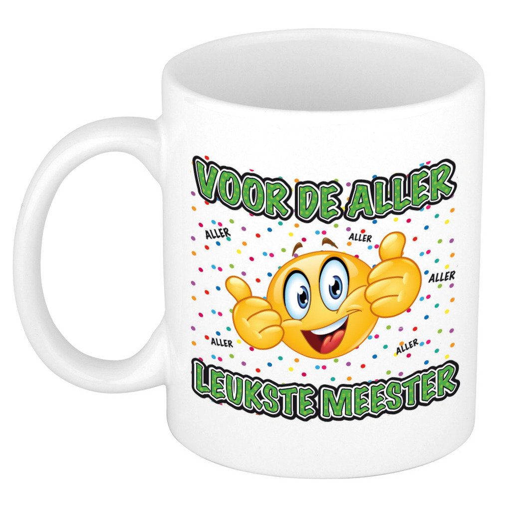 Cadeau mok/beker - Voor de aller leukste meester - wit - 300 ml -