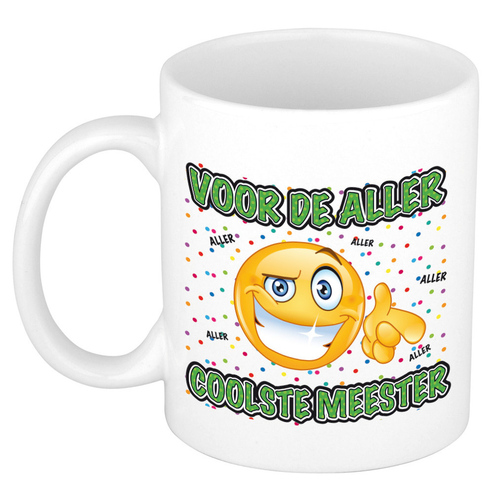Cadeau mok/beker - Voor de aller coolste meester - wit - 300 ml -
