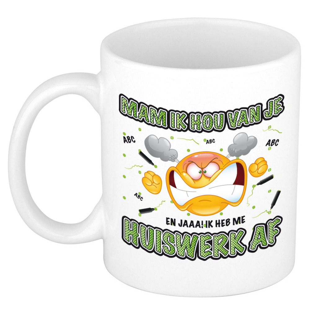 Moederdag mok - huiswerk - wit - 300 ml - keramiek -