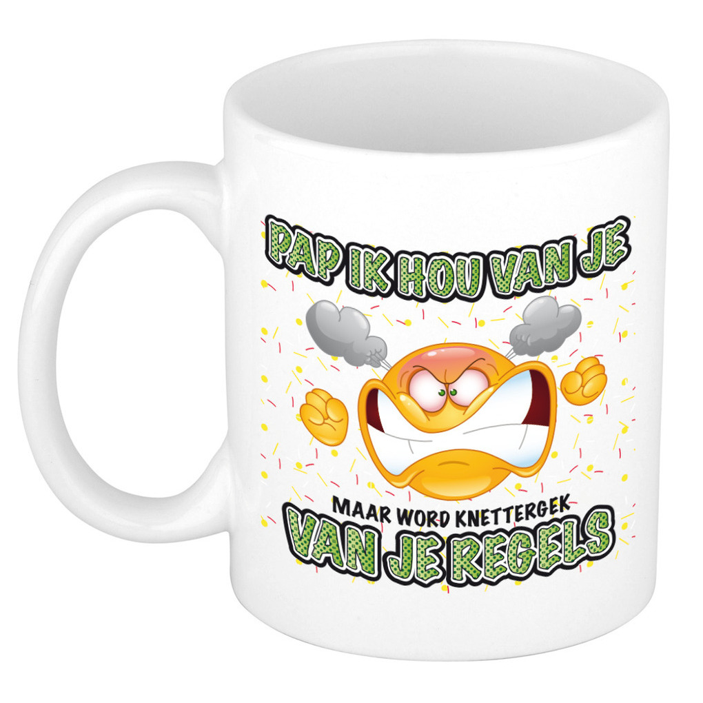Cadeau mok/beker - regels - wit - 300 ml - Vaderdag / verjaardag -