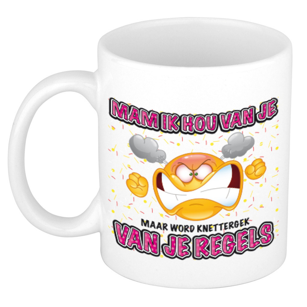 Moederdag mok - regels - wit - 300 ml - keramiek -