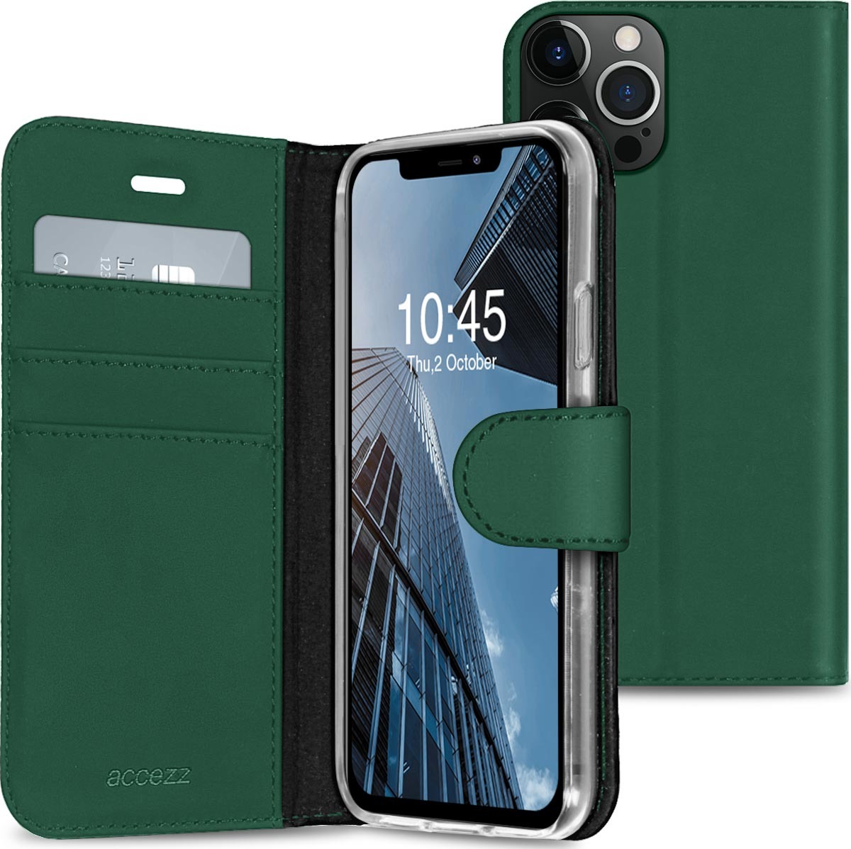 Accezz Wallet Softcase Bookcase iPhone 13 Pro Telefoonhoesje Groen