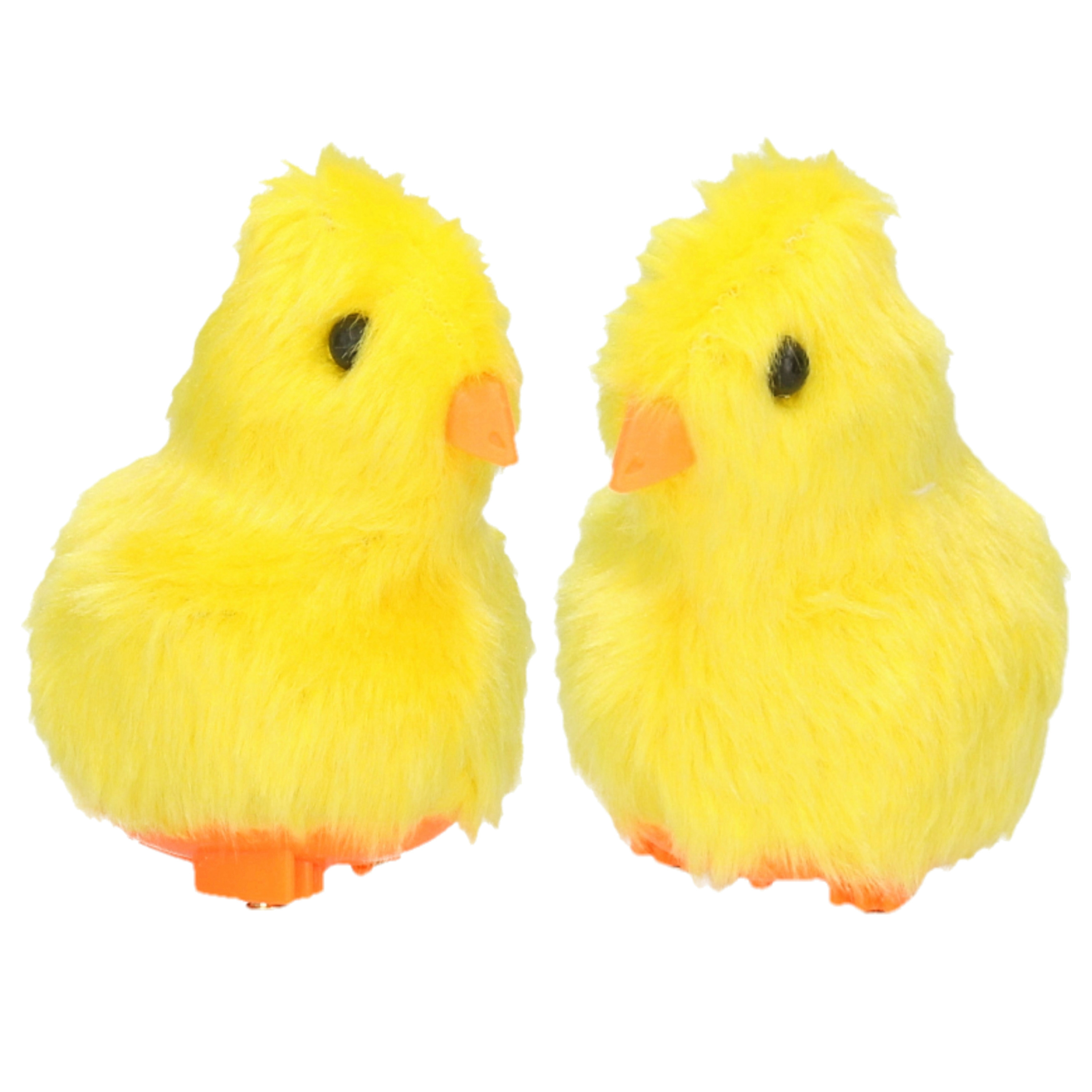 Pluche paas kuikentje piepend - 2x - geel - 7 cm - Paaskuikentjes Pasen decoratie -