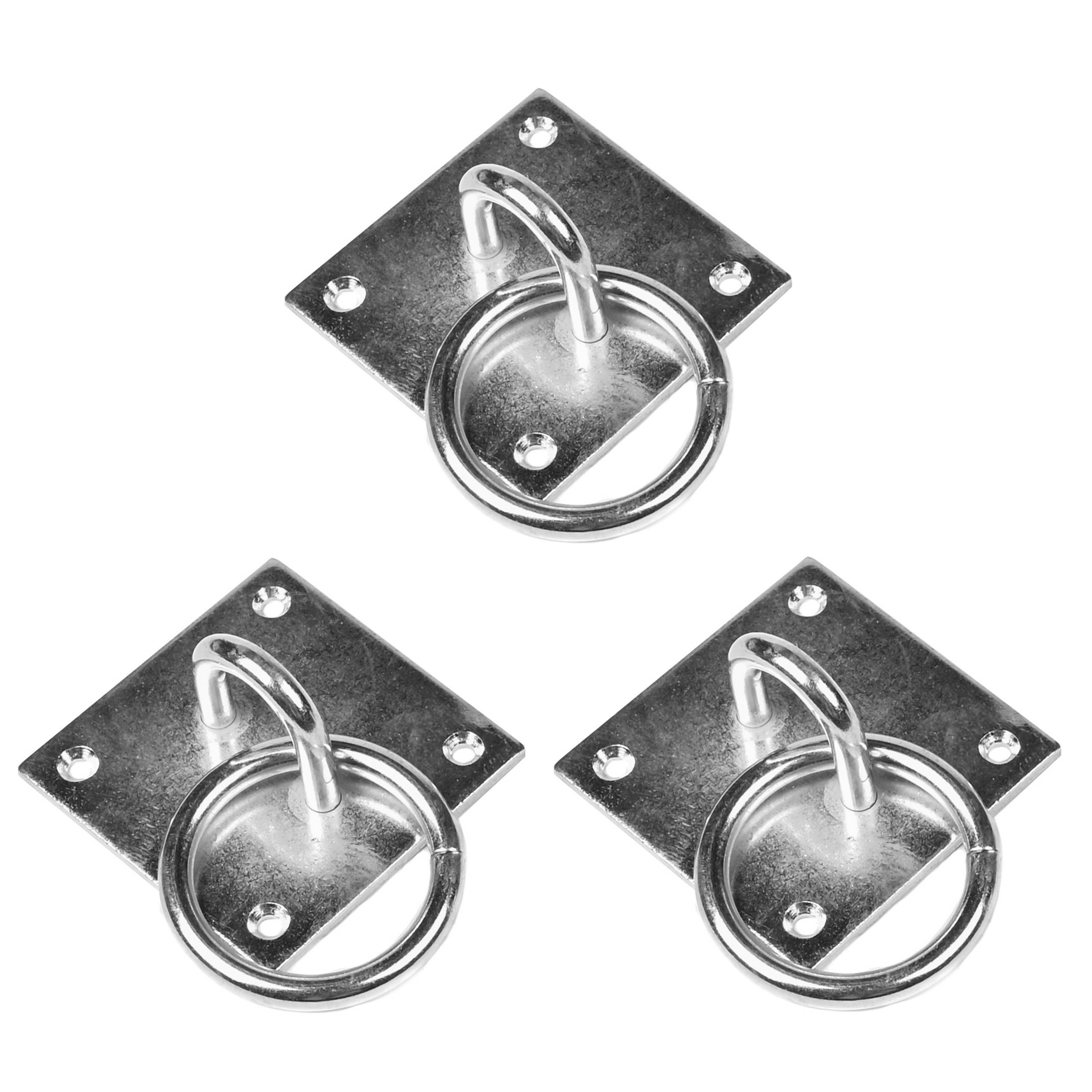 Oogplaat - 3x - 8 cm - met ring - 5 cm - staal verzinkt -