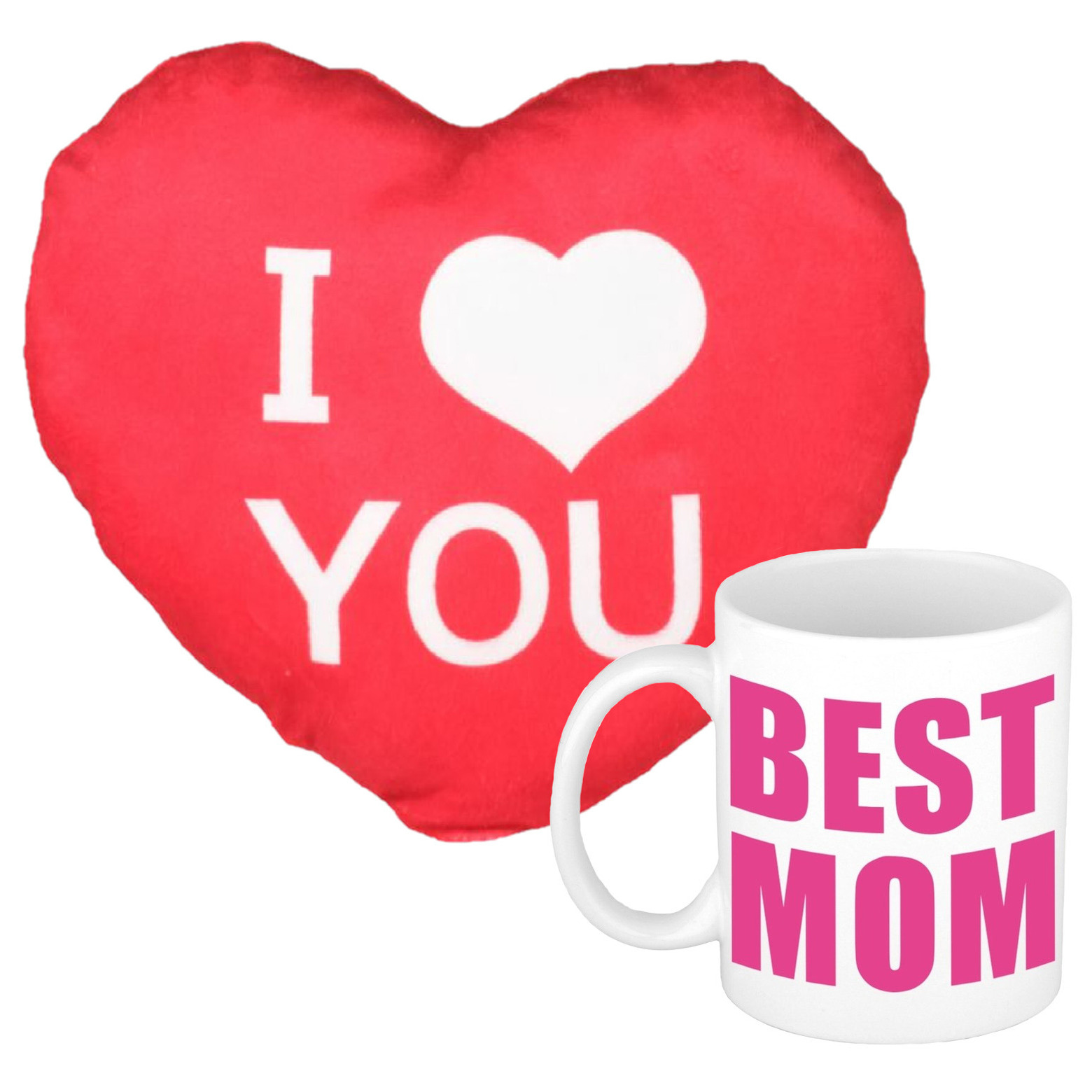 Best Mom mok/beker 300 ml incl. sierkussentje hart vorm 12 cm -