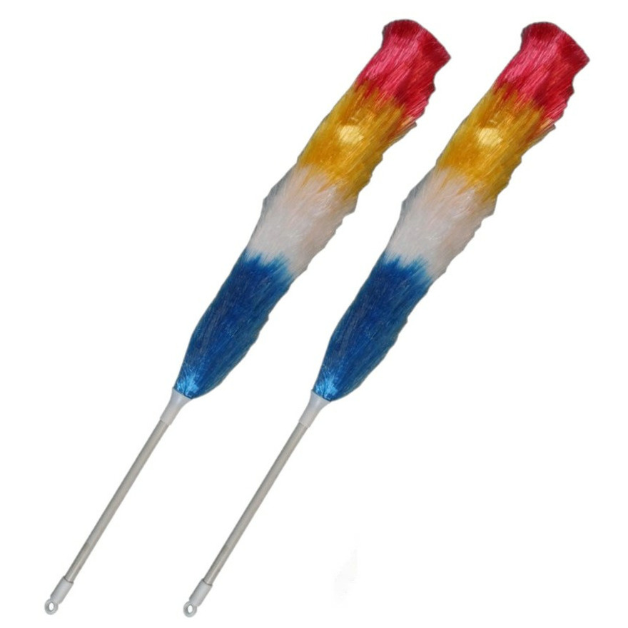 Plumeau/duster - 2x - synthetisch - gekleurd - 65 cm -