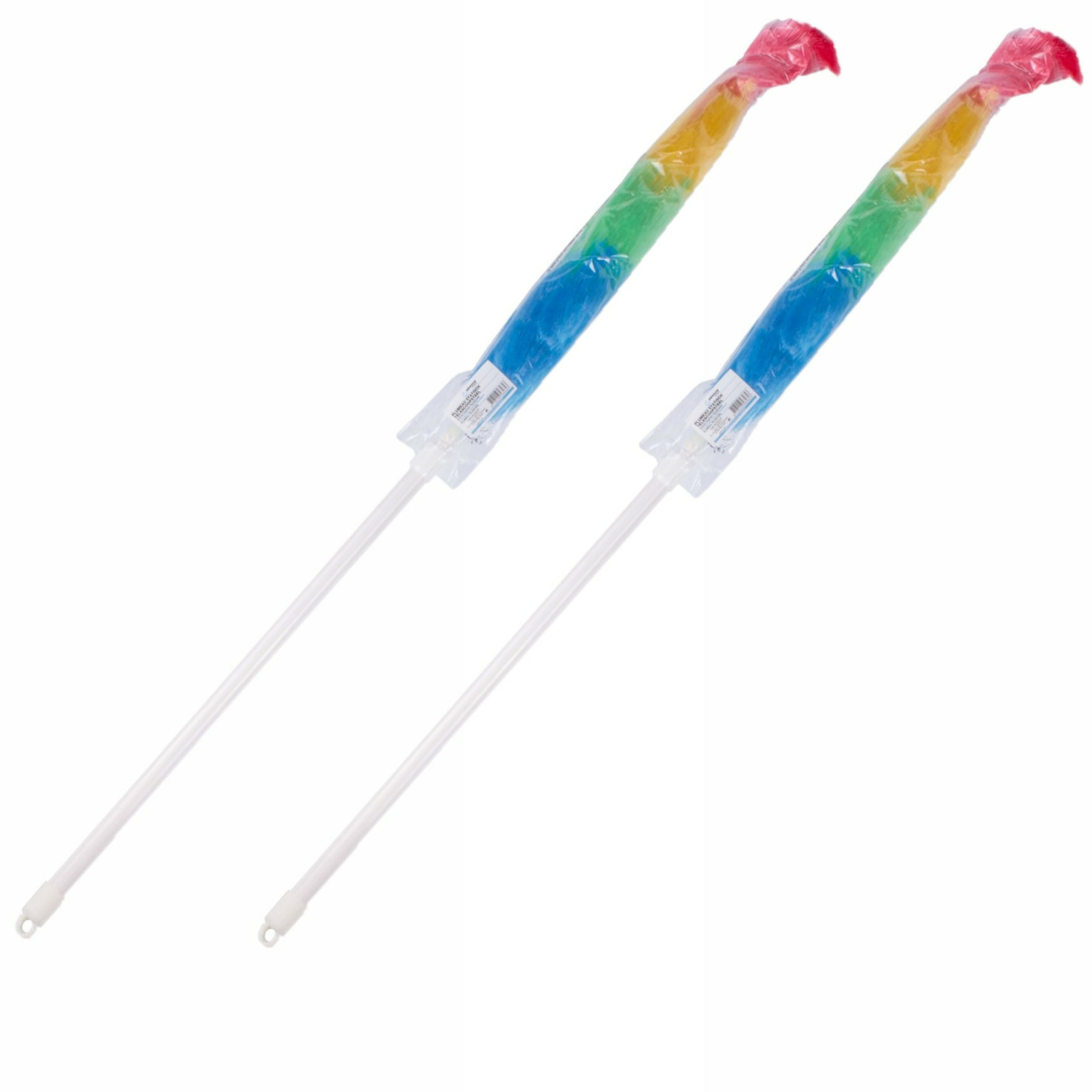 Plumeau/duster - 2x - uitschuifbaar - synthetisch - gekleurd - 78-103 cm -
