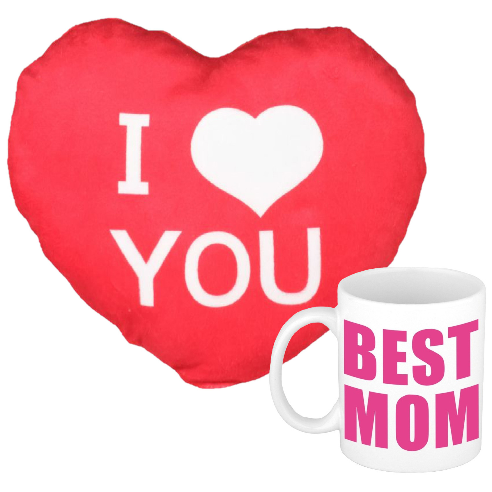 Best Mom mok/beker 300 ml incl. sierkussentje hart vorm 15 cm -