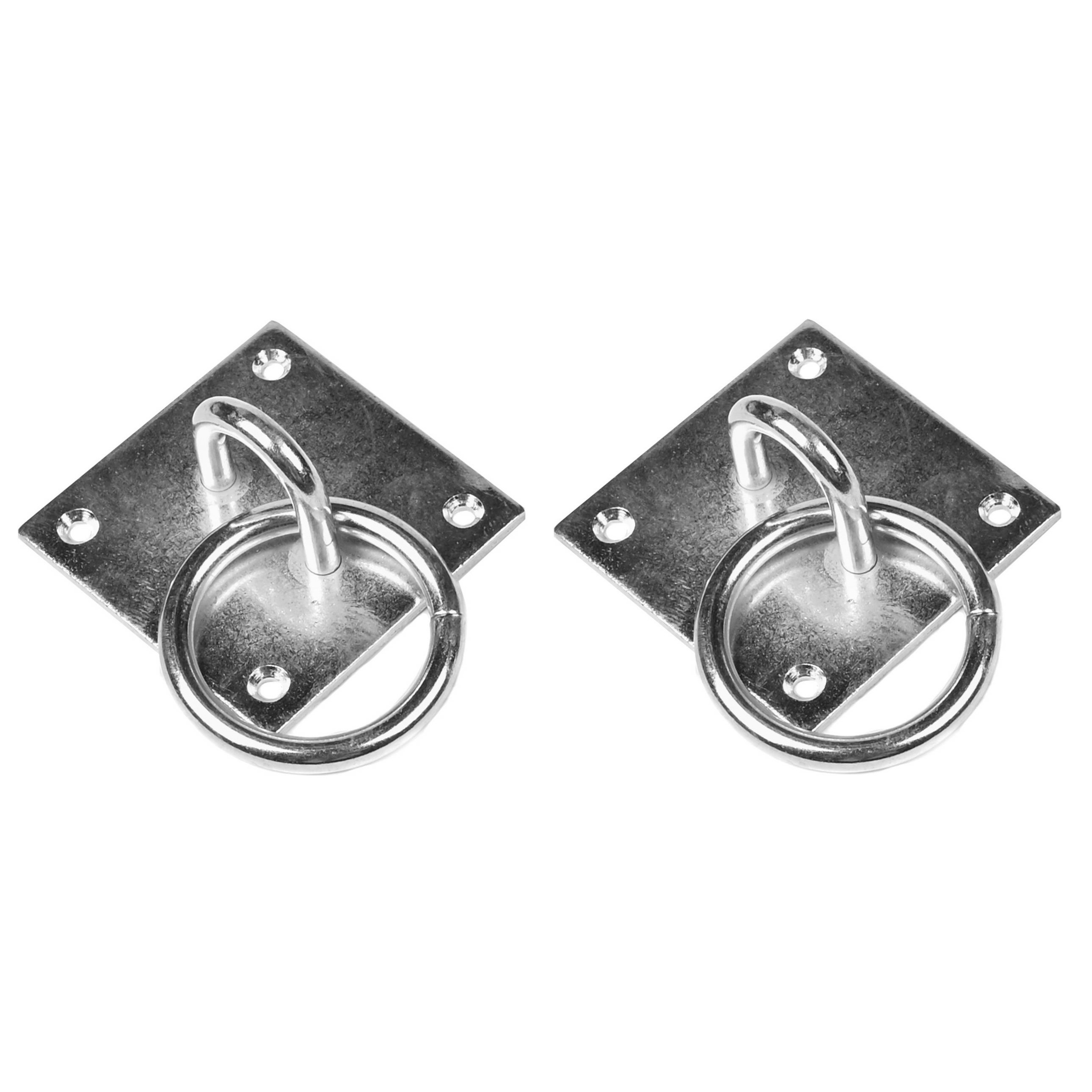 Oogplaat - 2x - 8 cm - met ring - 5 cm - staal verzinkt -