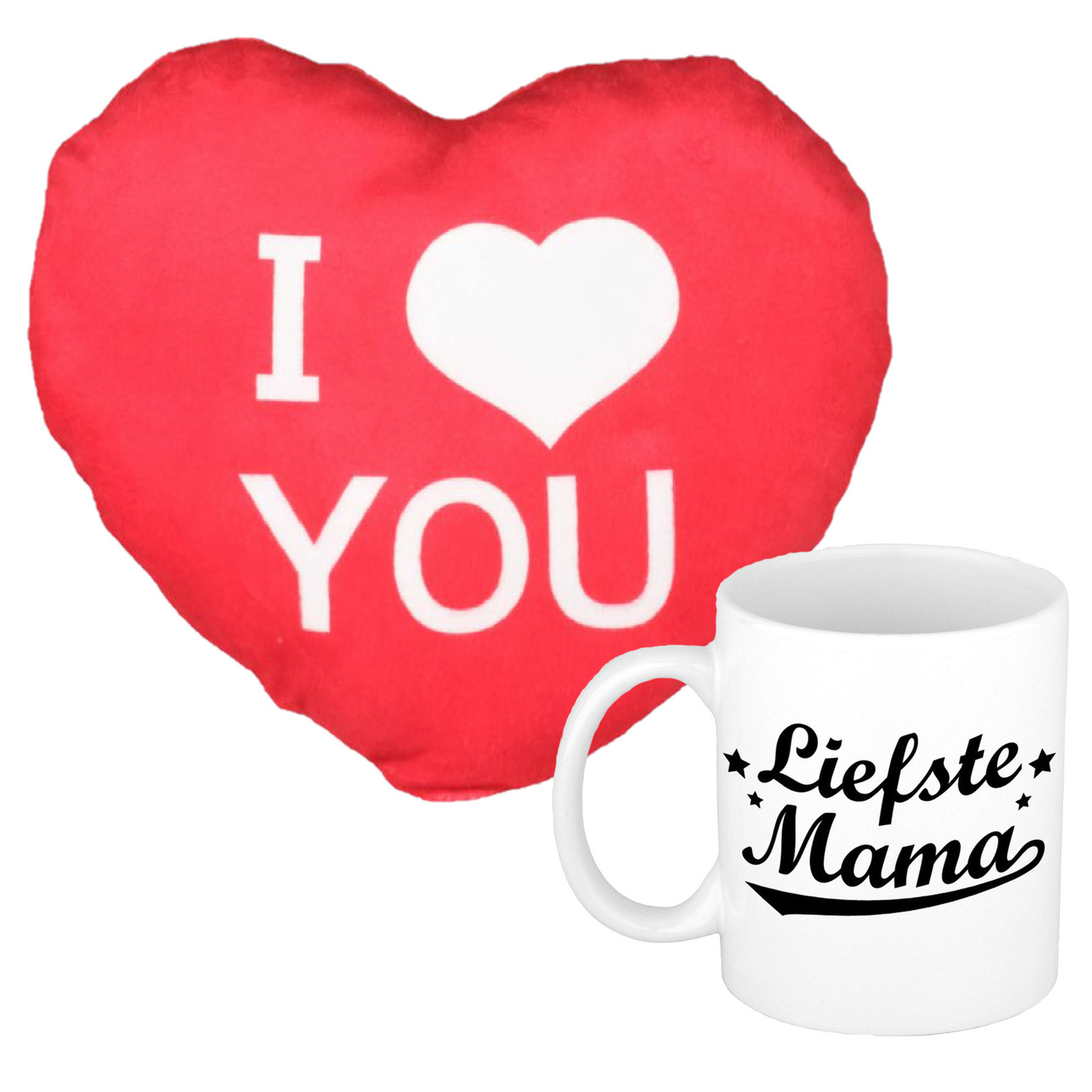 Liefste mama mok/beker 300 ml incl. sierkussentje hart vorm 12 cm -