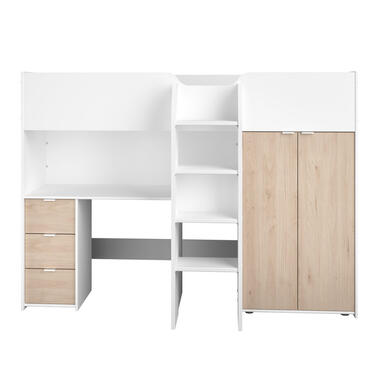 Halfhoogslaper Tristan - wit/eiken - 90x200 cm - Leen Bakker