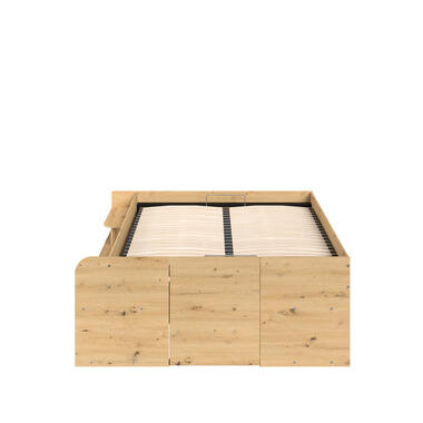 Bed Bremen met opslag - eiken/zwart - 140x200 cm - Leen Bakker