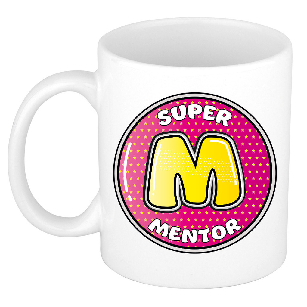 Cadeau mok/beker - Super mentor - wit - 300 ml -