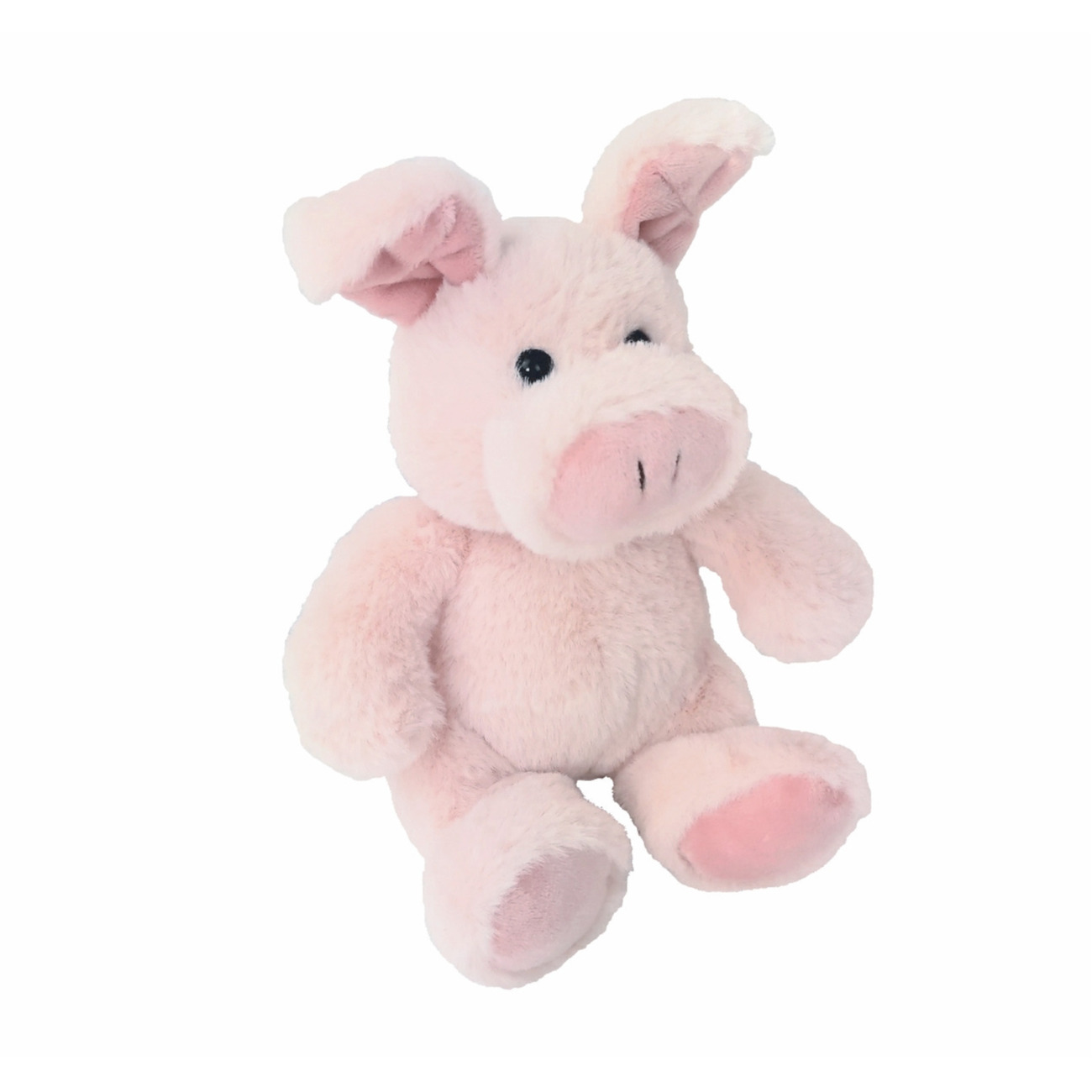 Pluche varken/biggetje knuffel - zittend - roze - polyester - 16 cm -