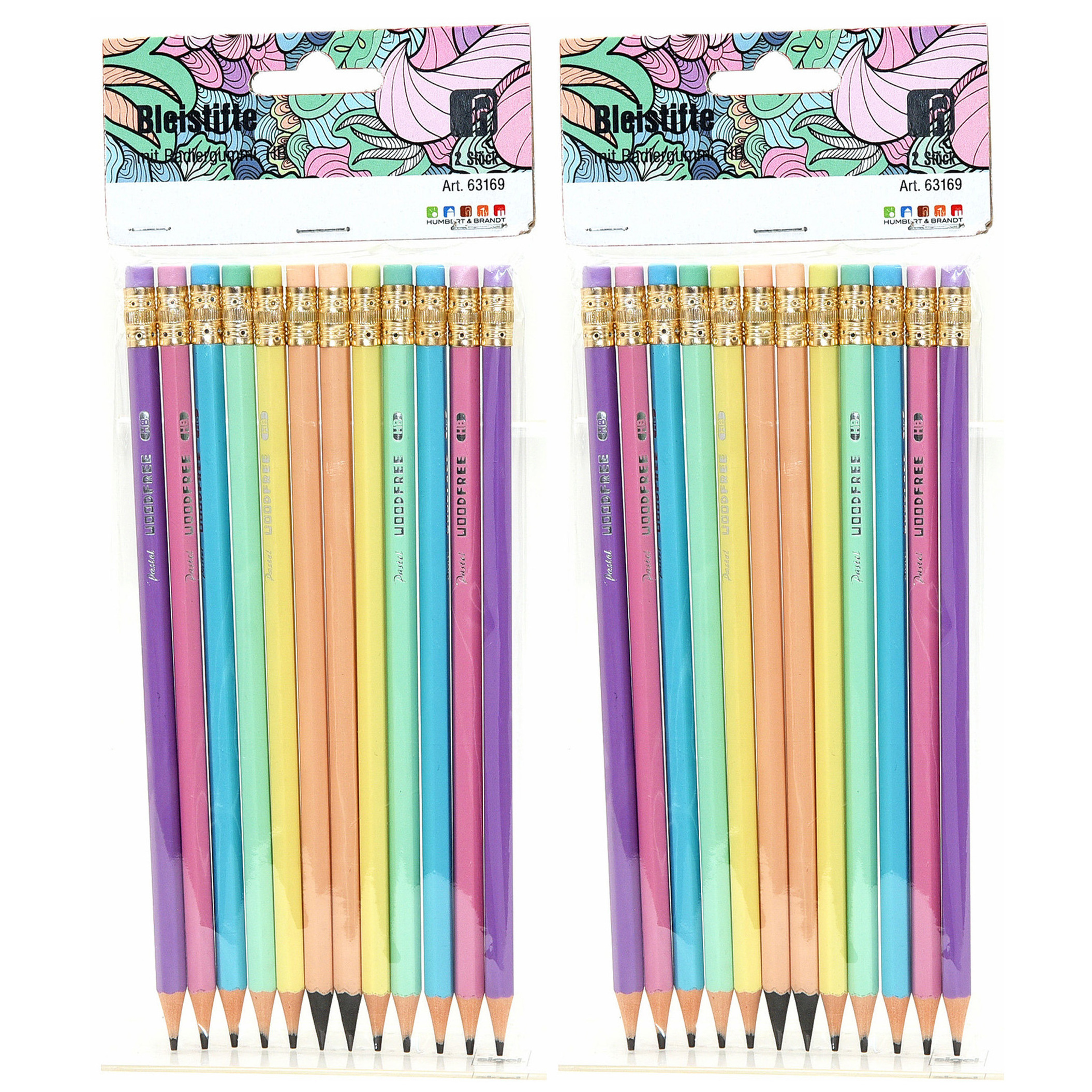 Kleurpotloden met gum set - multi kleuren - 24x stuks - tekenen voor kinderen -