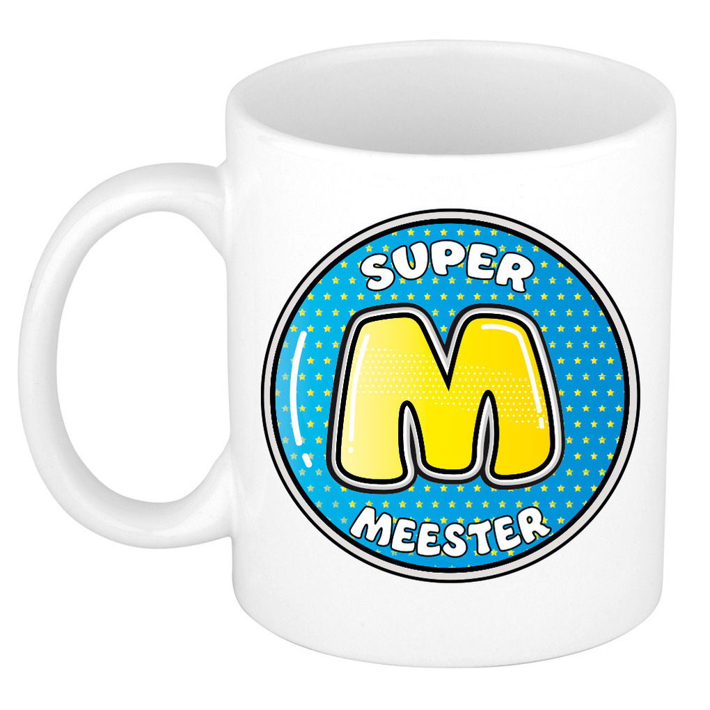 Cadeau leraar mok/beker - Super meester - wit - 300 ml -