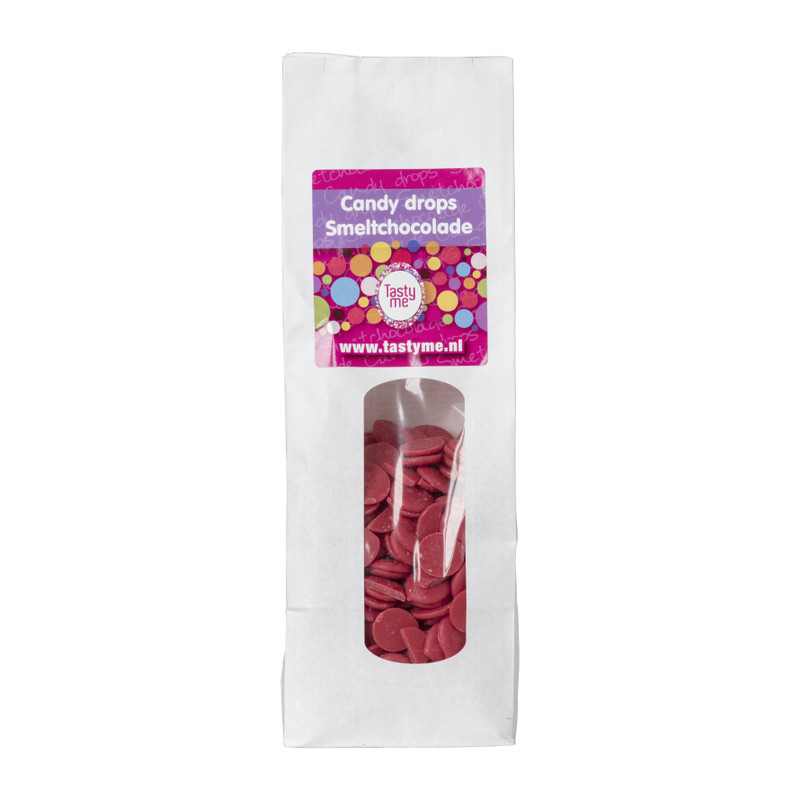 Tasty Me candy drops/smeltchocolade - rood - 330 g