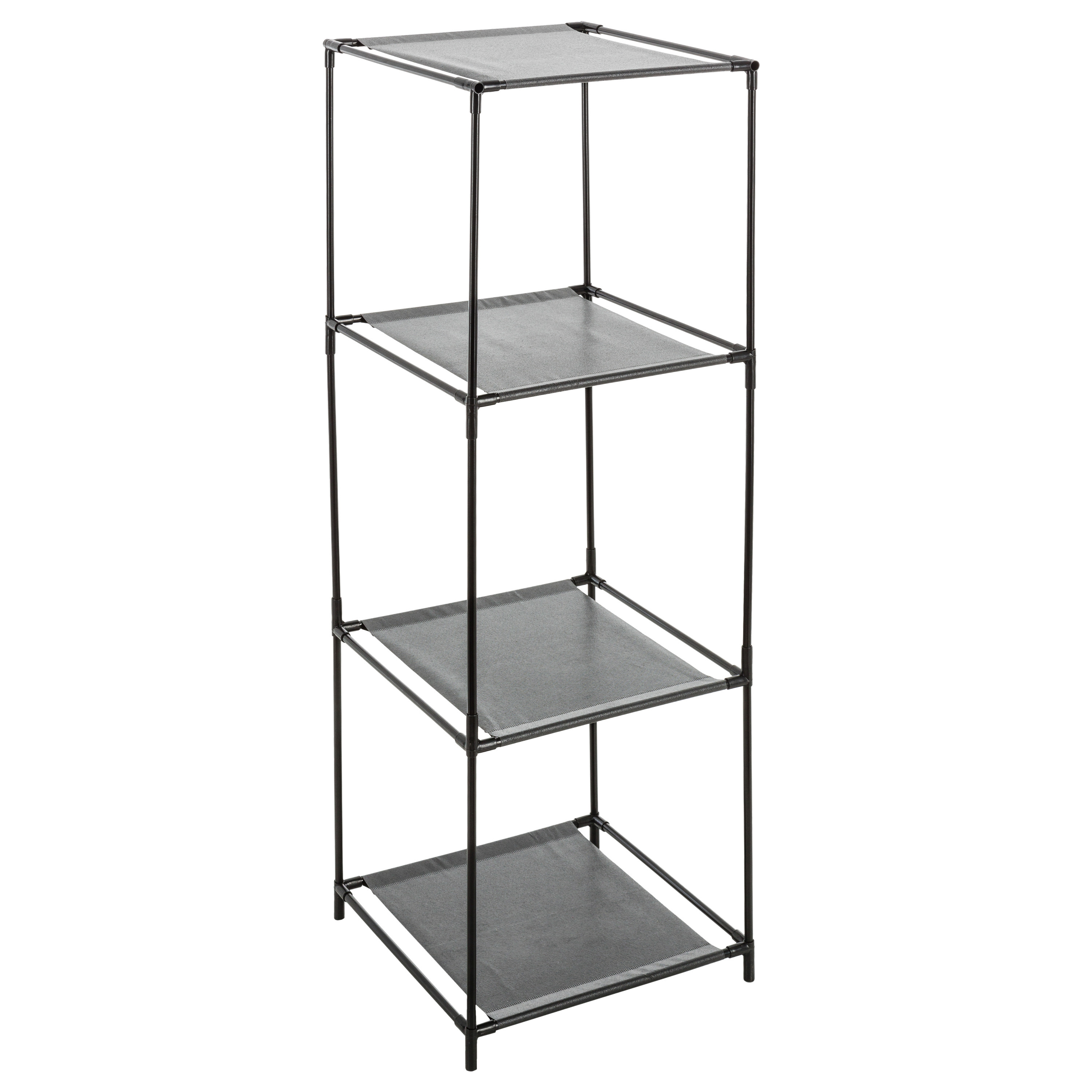 5Five Opbergrek 3-laags - metaal - kunststof - zwart - 34 x 98 cm - voor opbergmanden -