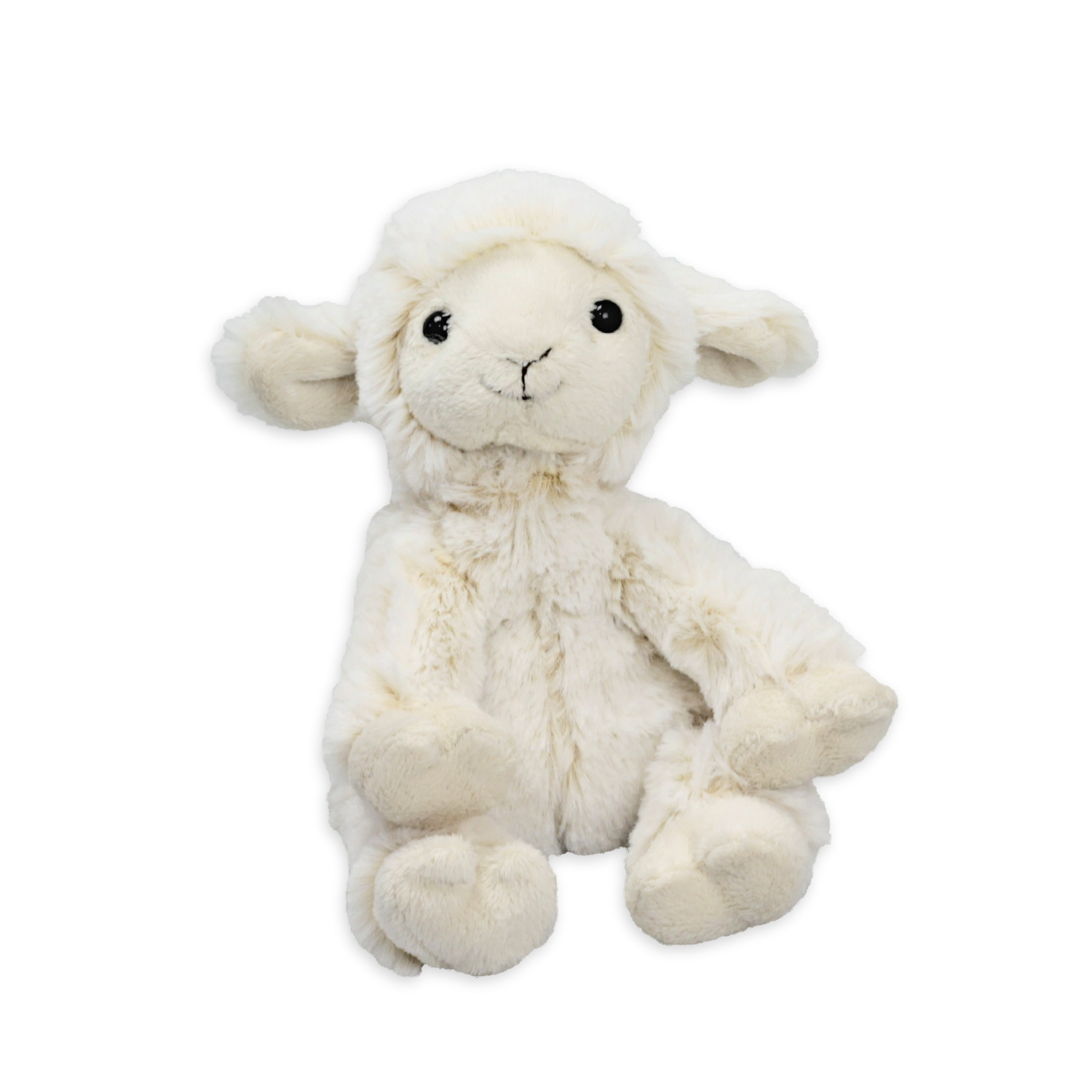 Pluche schaap/lammetje knuffel - zittend - wit - polyester - 19 cm -