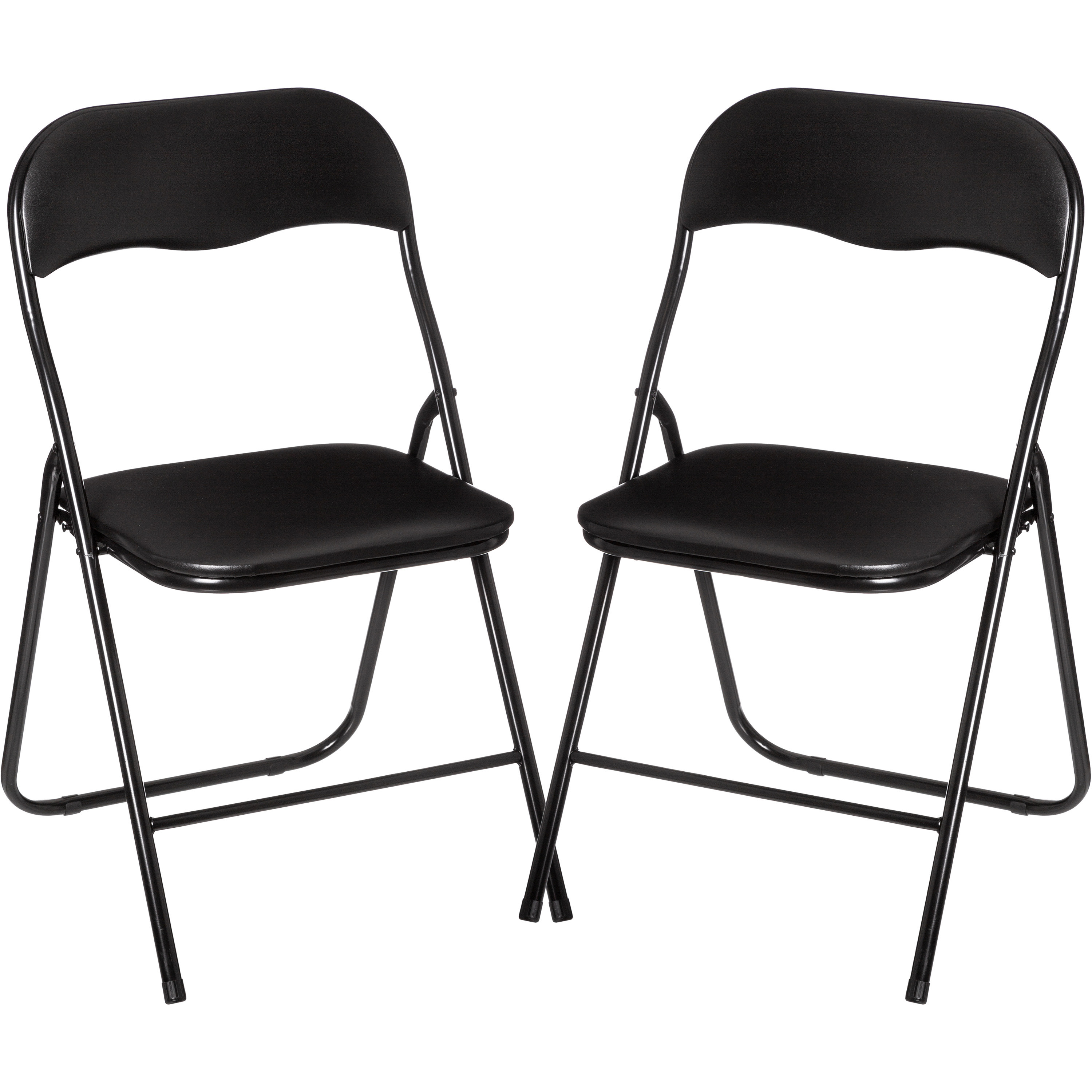 Klapstoel met pvc zitting - 2x stuks - zwart - 44 x 48 x 79 cm - metaal -