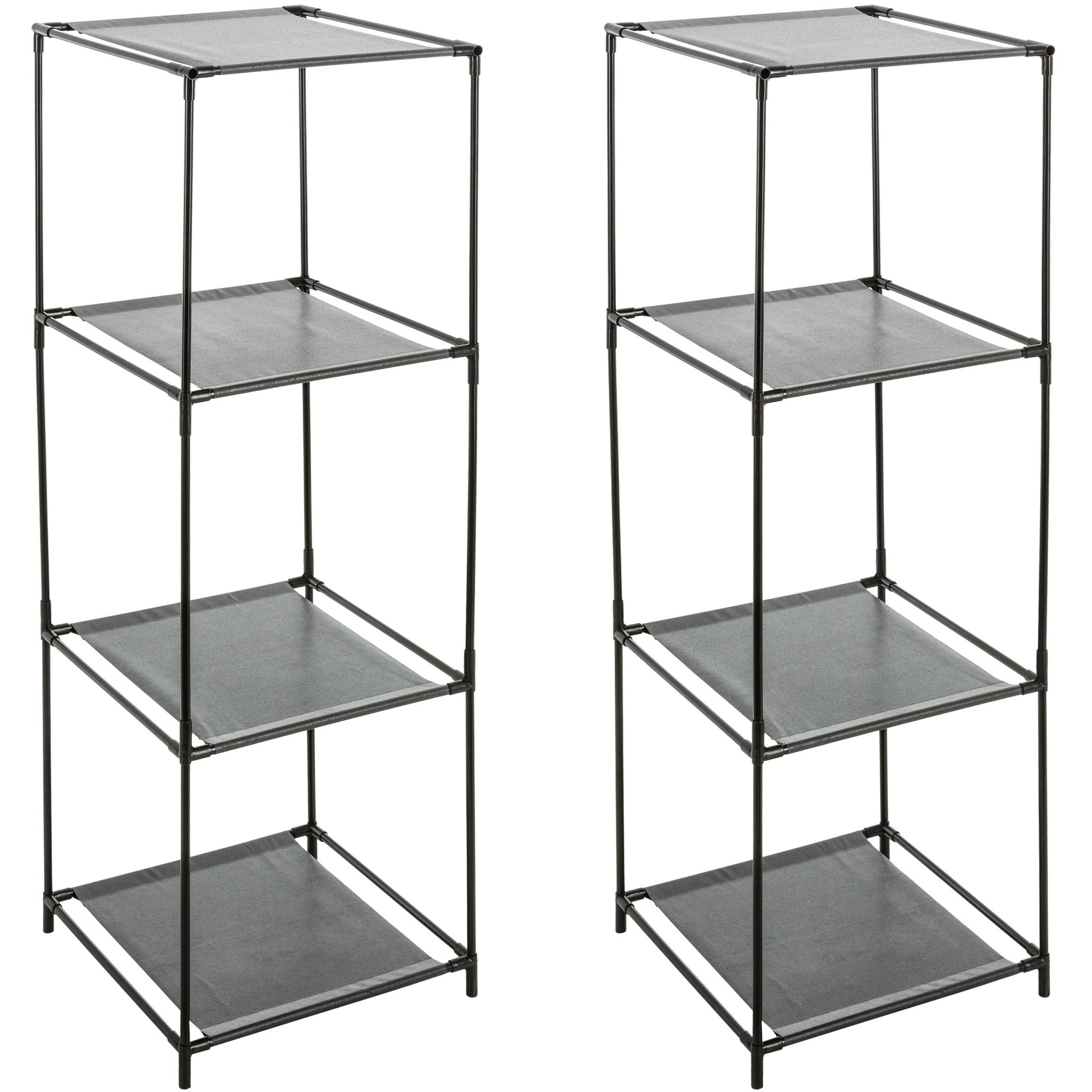 5Five Opbergrek 3- 2x -laags - metaal - kunststof - zwart - 34 x 98 cm - voor opbergmanden -