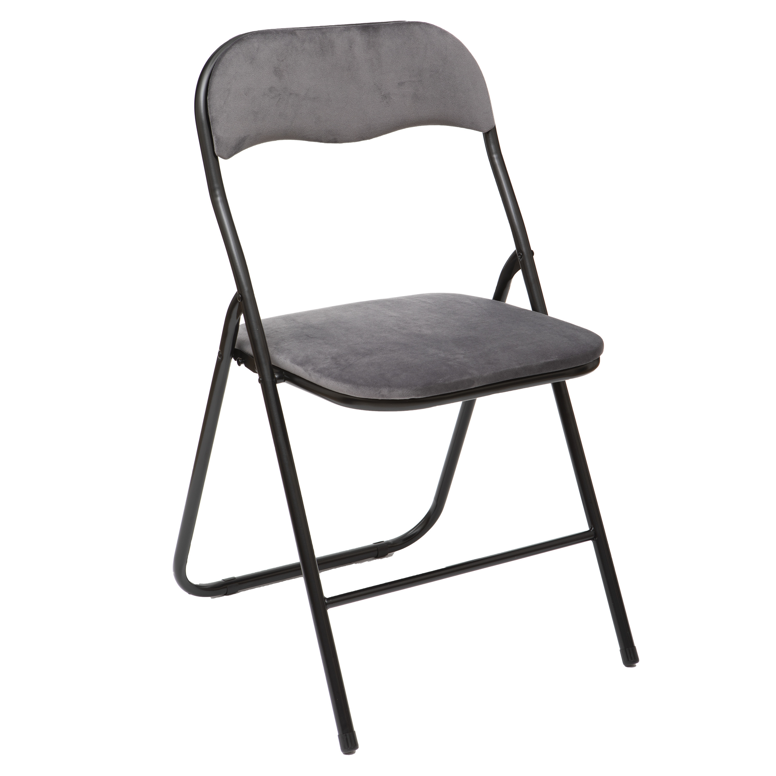 Klapstoel met fluweel zitting - grijs - 44 x 48 x 79 cm - metaal -