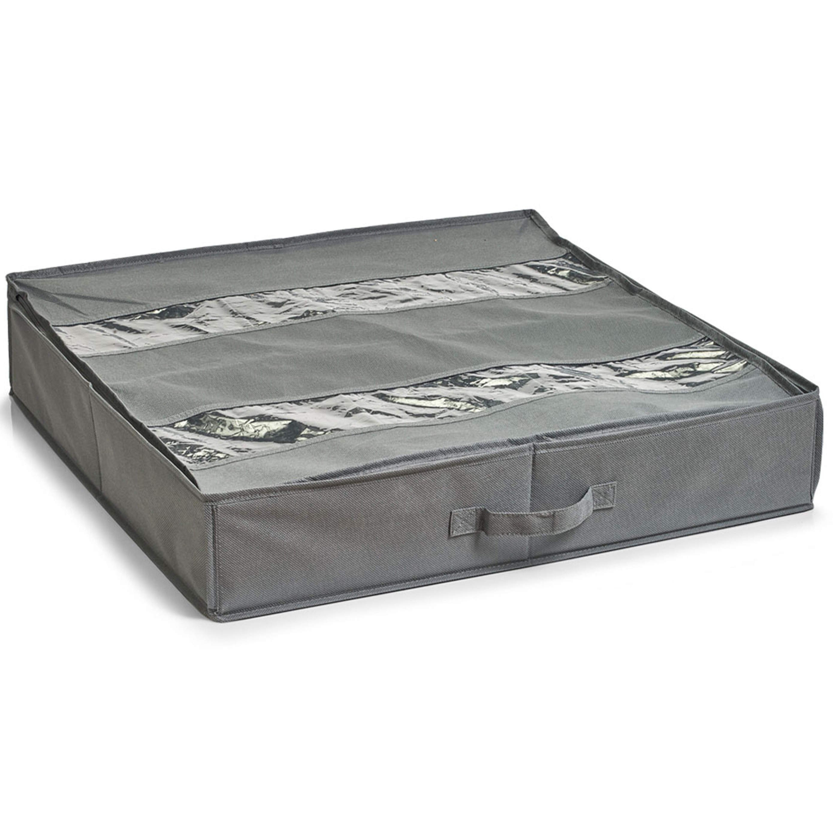 Schoenen opberger - voor onder bed - 6 vakken - grijs - 60 x 60 x 13 cm -
