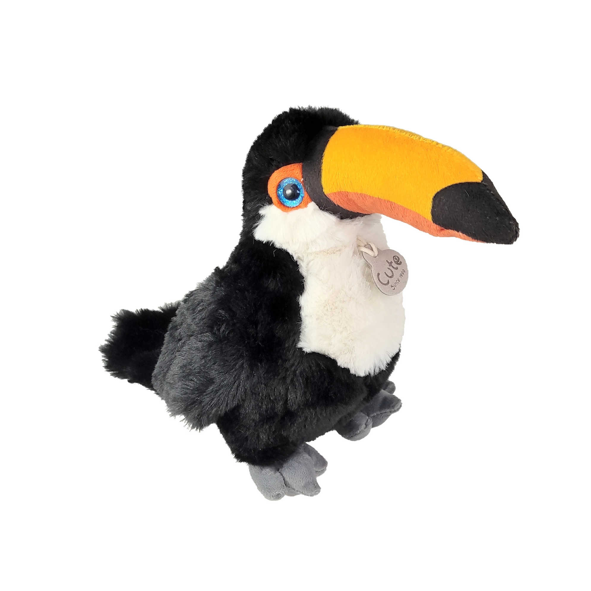 Pluche Toekan knuffel - tropische vogel - zwart/geel - polyester - 25 cm -