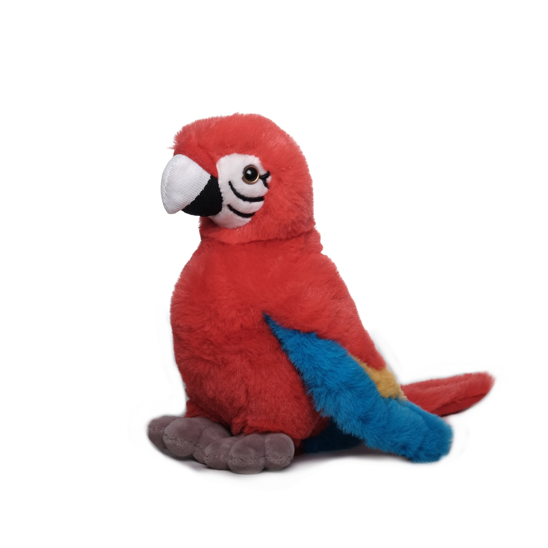 Pluche papegaai vogel knuffel - rood/blauw - polyester - 20 cm -