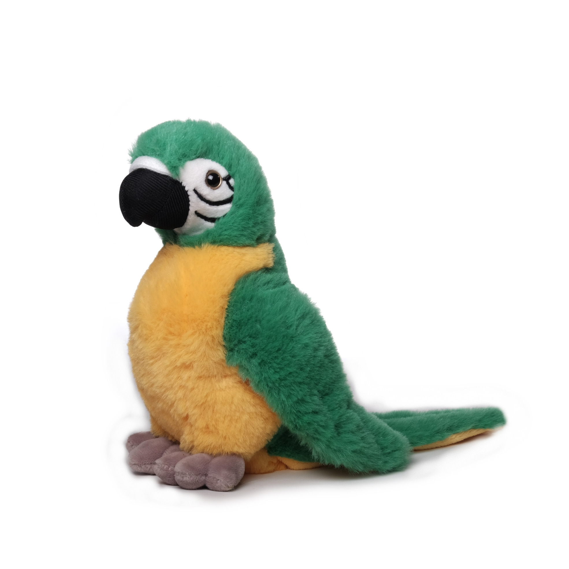 Pluche papegaai vogel knuffel - geel/groen - polyester - 20 cm -