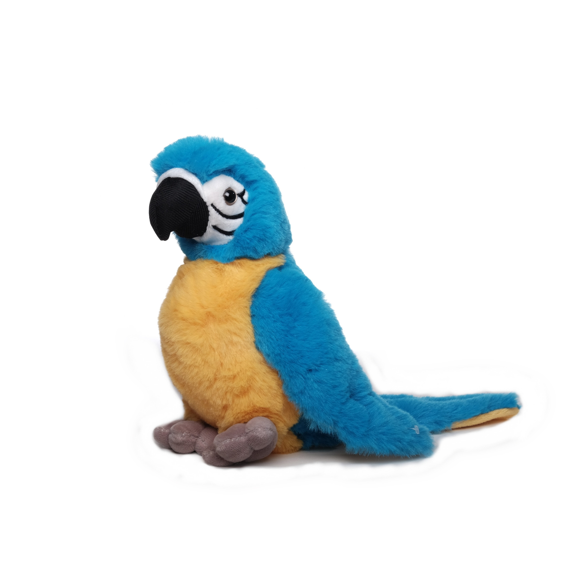 Pluche papegaai vogel knuffel - geel/blauw - polyester - 20 cm -