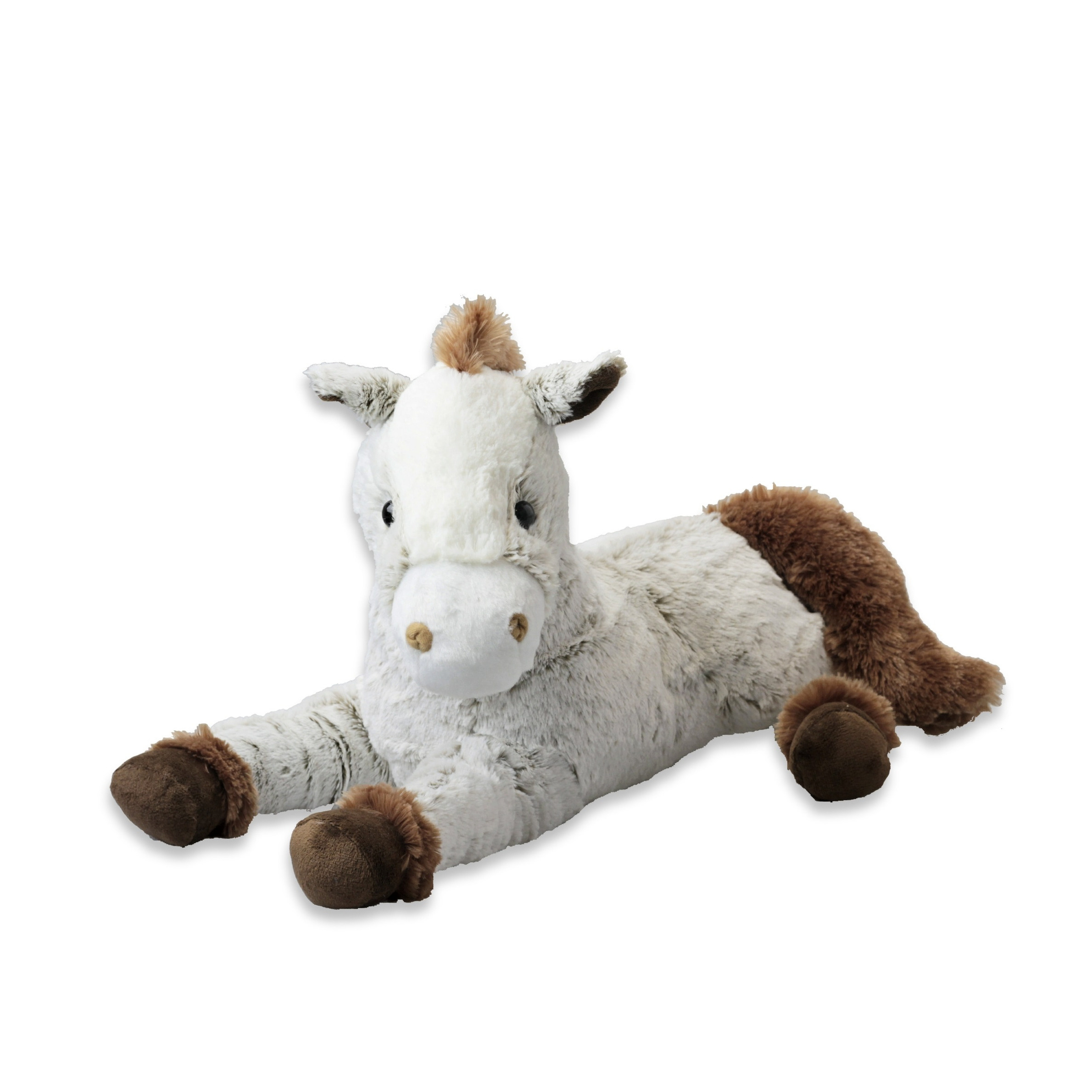 Pluche paard knuffel - liggend - lichtbruin/bruin - polyester - 30 cm -