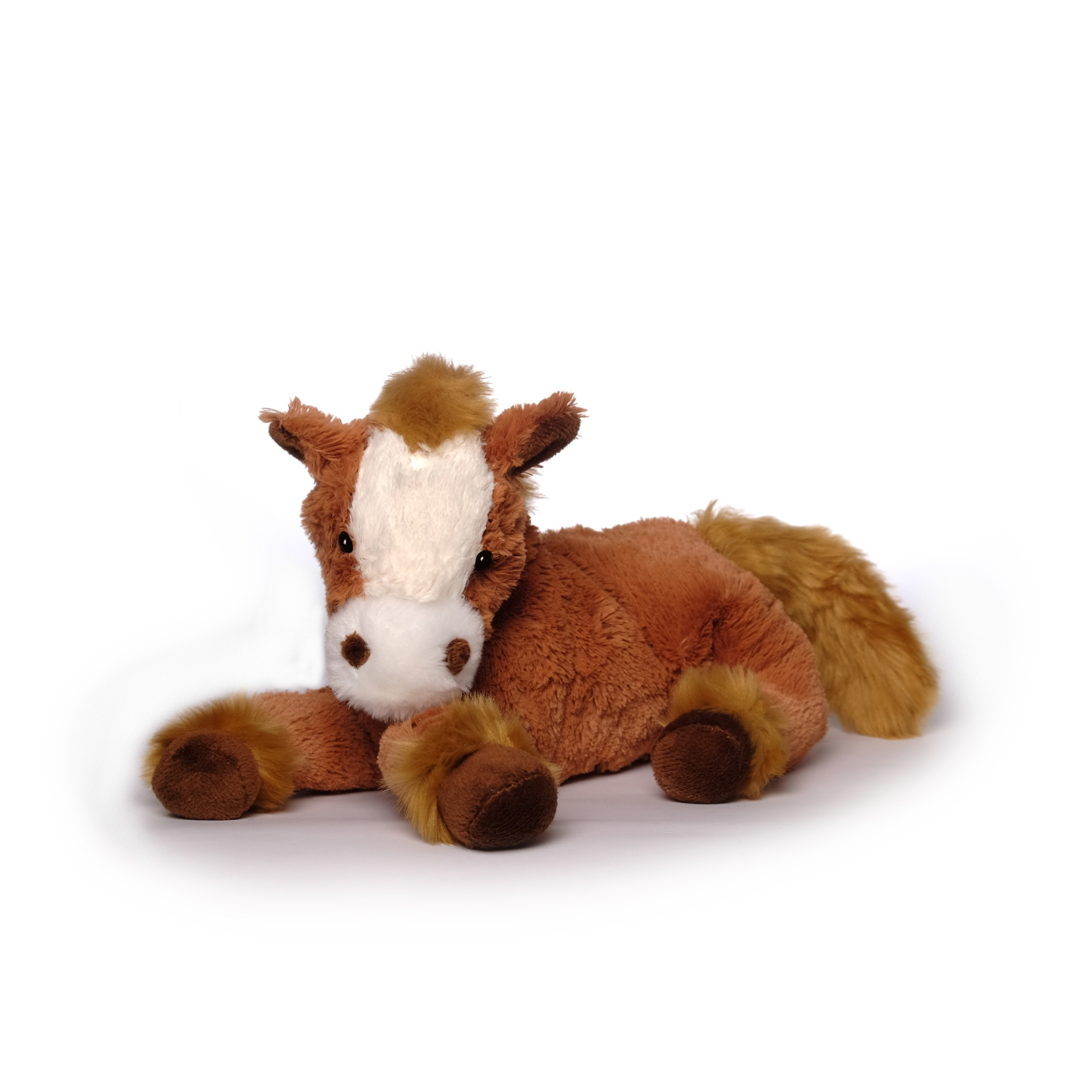 Pluche paard knuffel - liggend - bruin - polyester - 30 cm -
