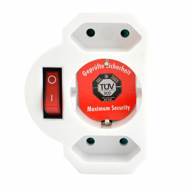 Stopcontact splitter - triple - wit - voor 3 stekkers - aan/uit schakelaar - verdeelstekkers -