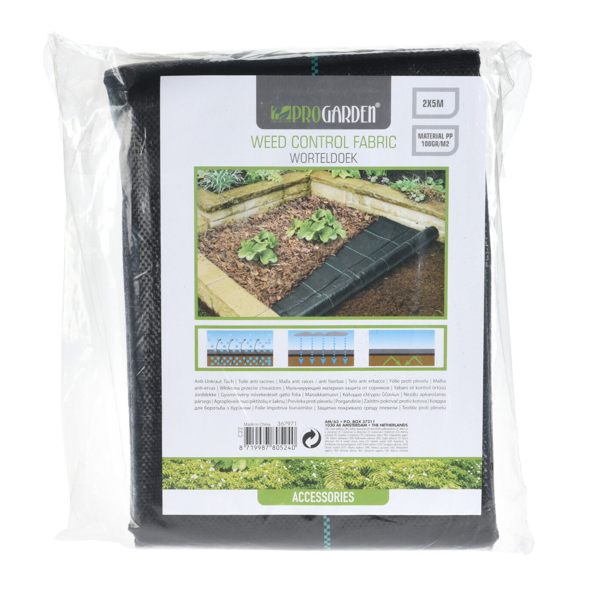 Gronddoek/worteldoek - anti onkruid - tuin - 200 x 500 cm - zwart -