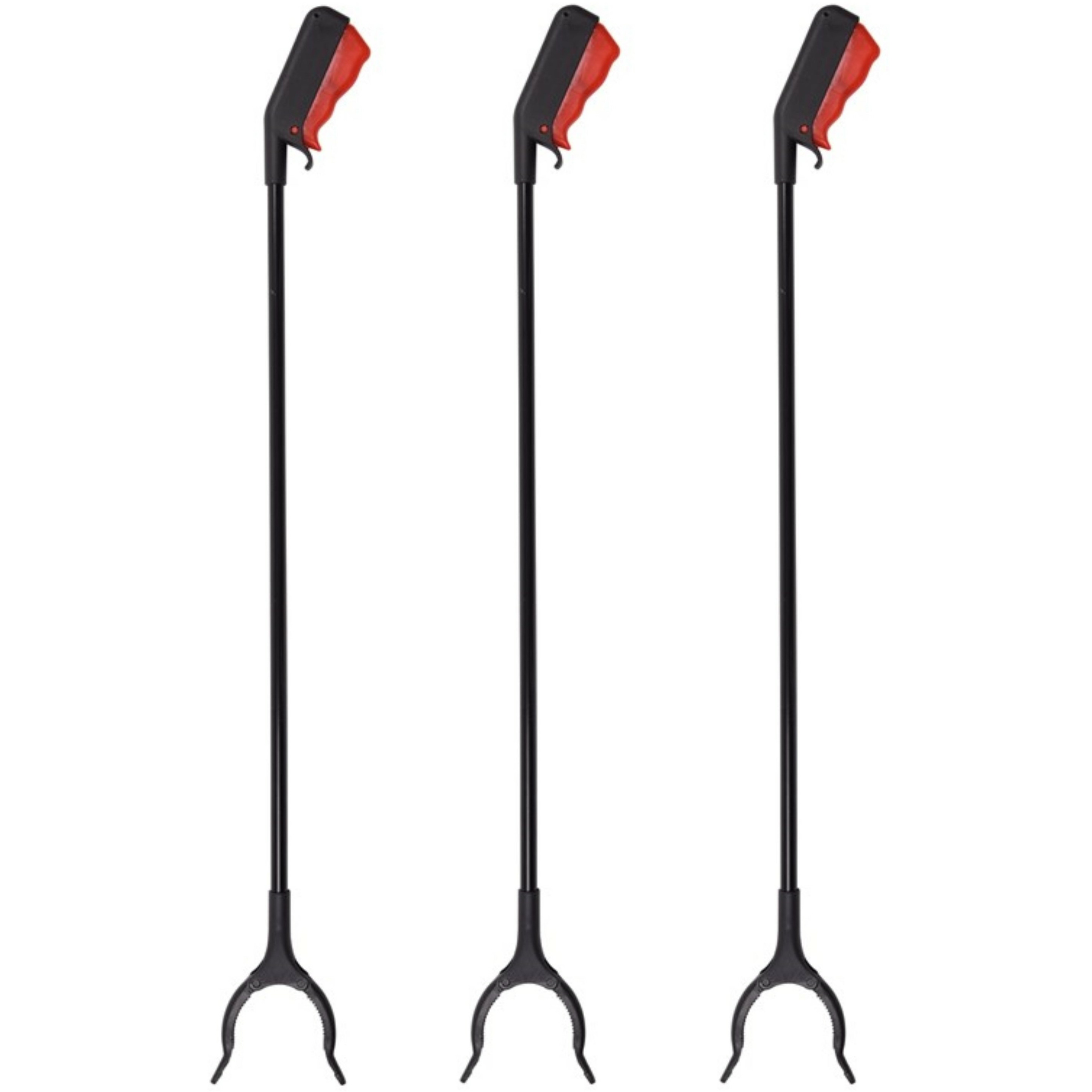 Afvalgrijper/grijphulp/grijptang - 5x - multifunctioneel - draaibare kop - 80 cm - kunststof - zwart -
