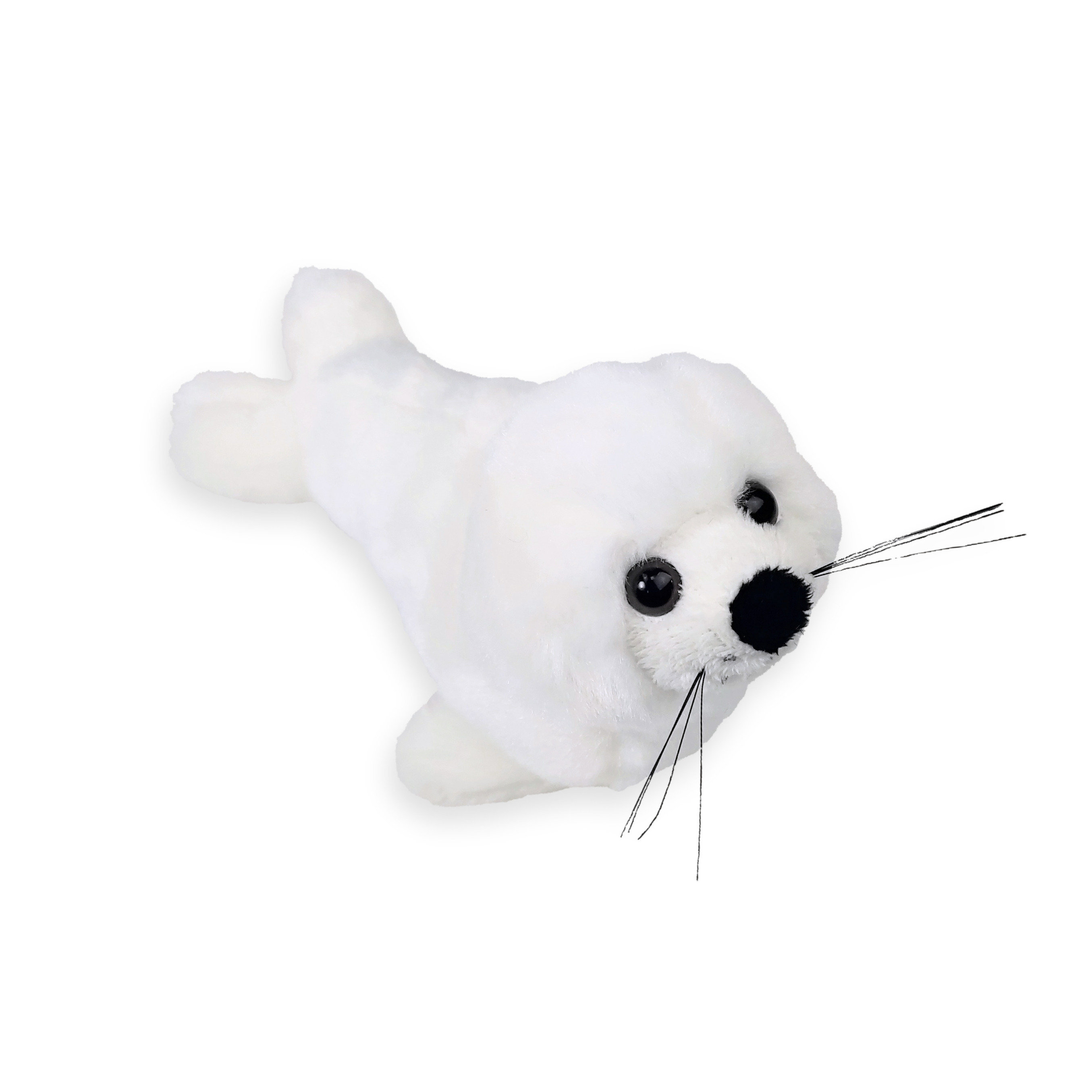 Pluche zeehond pup knuffel - liggend - wit - polyester - 18 cm -