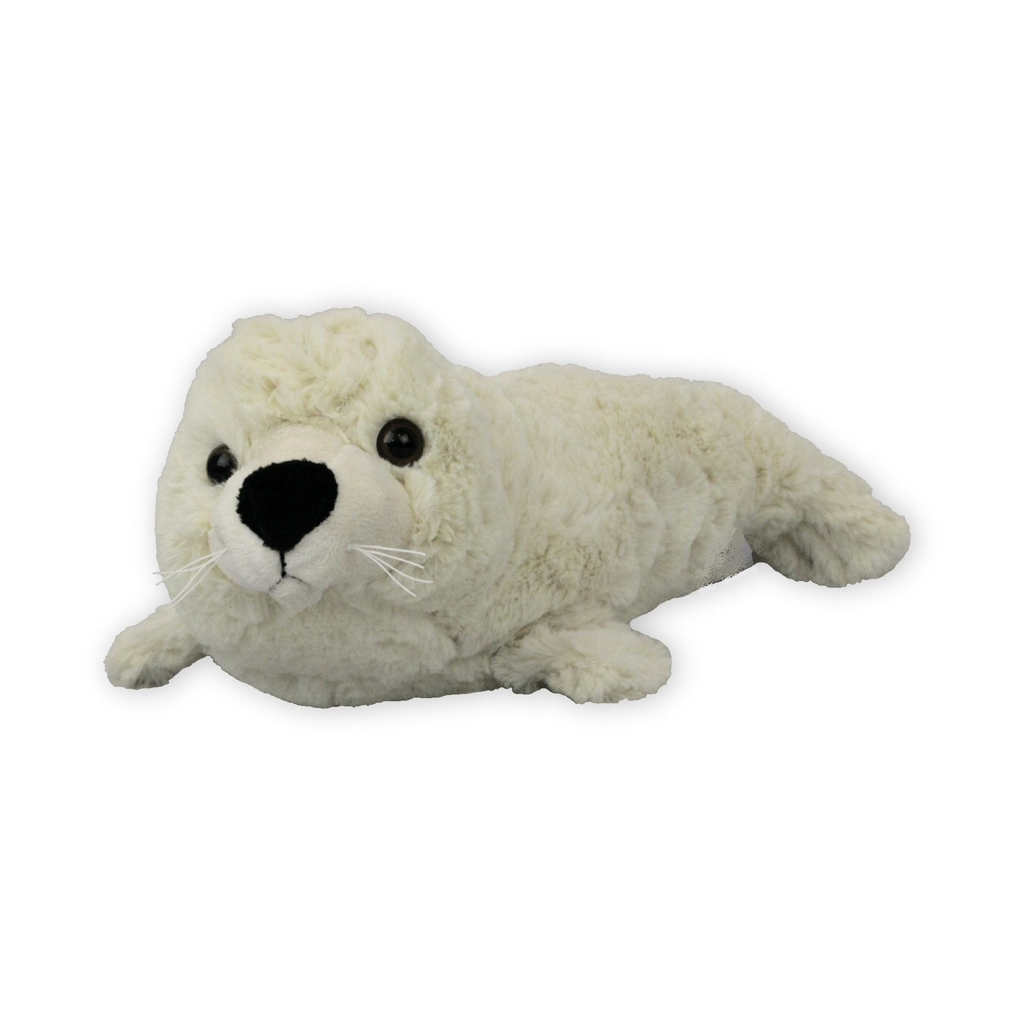 Pluche zeehond pup knuffel - liggend - creme wit - polyester - 29 cm -