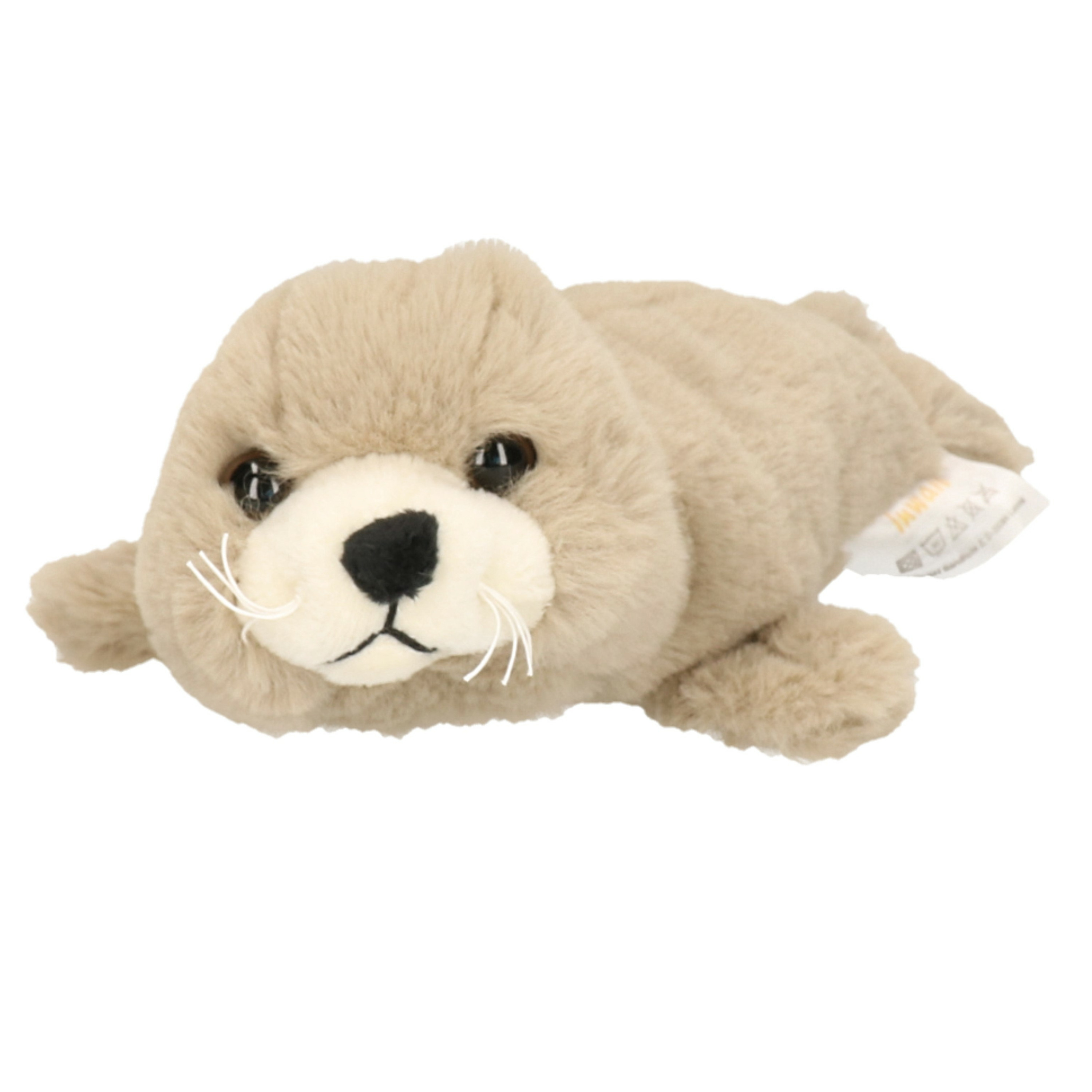 Pluche zeehond knuffel - liggend - beige - polyester - 20 cm -