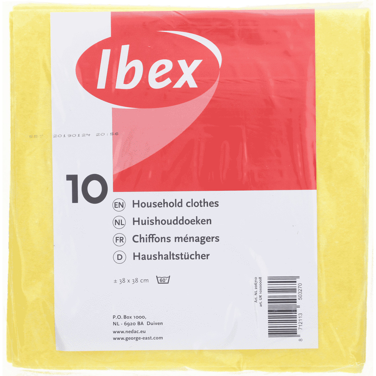 Ibex vaatdoekjes/huishouddoekjes - 10x - viscose - geel -