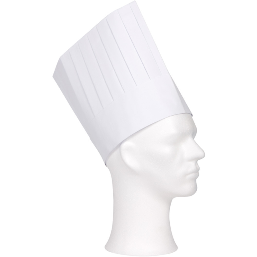 Koksmuts - wit - papier - 19 cm - volwassenen - chef mutsen -