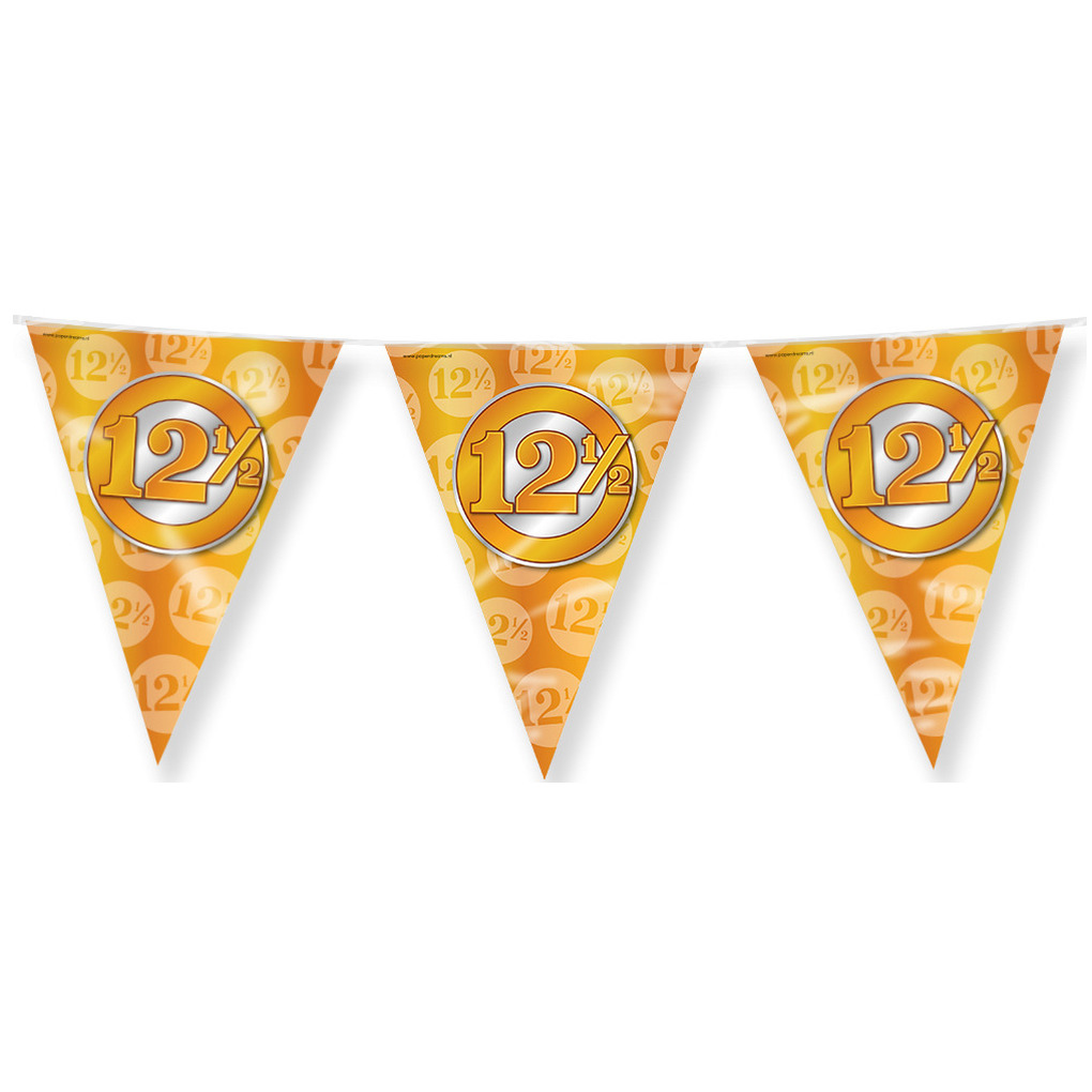 Jubileum 12,5 jaar getrouwd Vlaggetjes - Feestversiering - 10m - Folie - Dubbelzijdig -