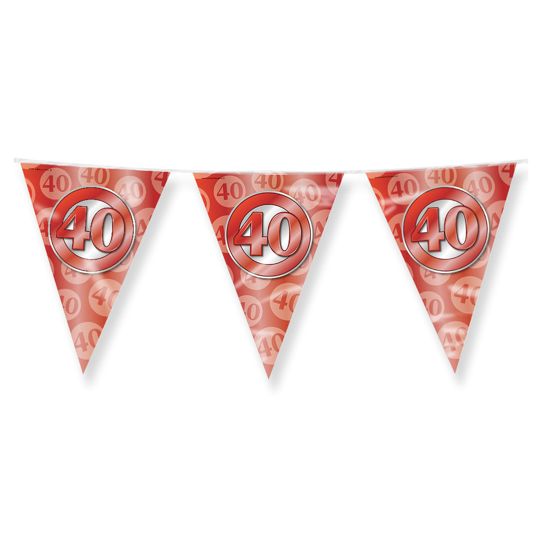 Jubileum 40 jaar getrouwd Vlaggetjes - Feestversiering - 10m - Folie - Dubbelzijdig -