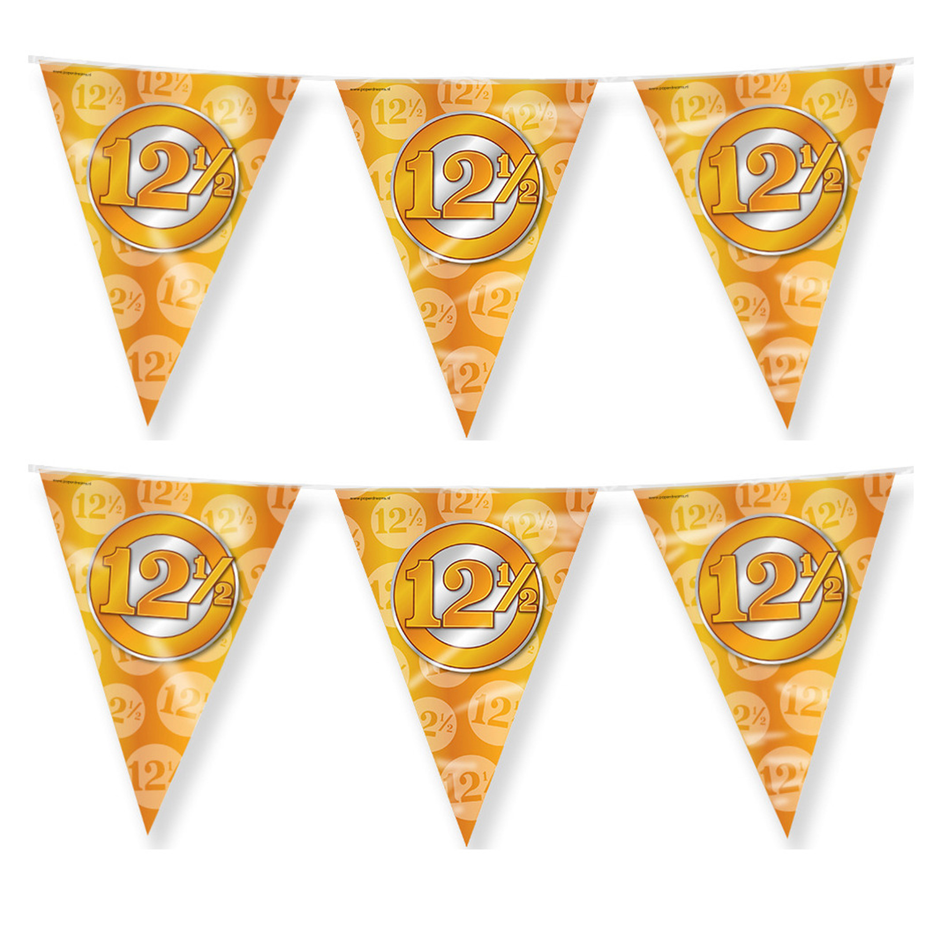 Jubileum 12,5 jaar getrouwd vlaggetjes - 2x - 10m - folie - dubbelzijdig -