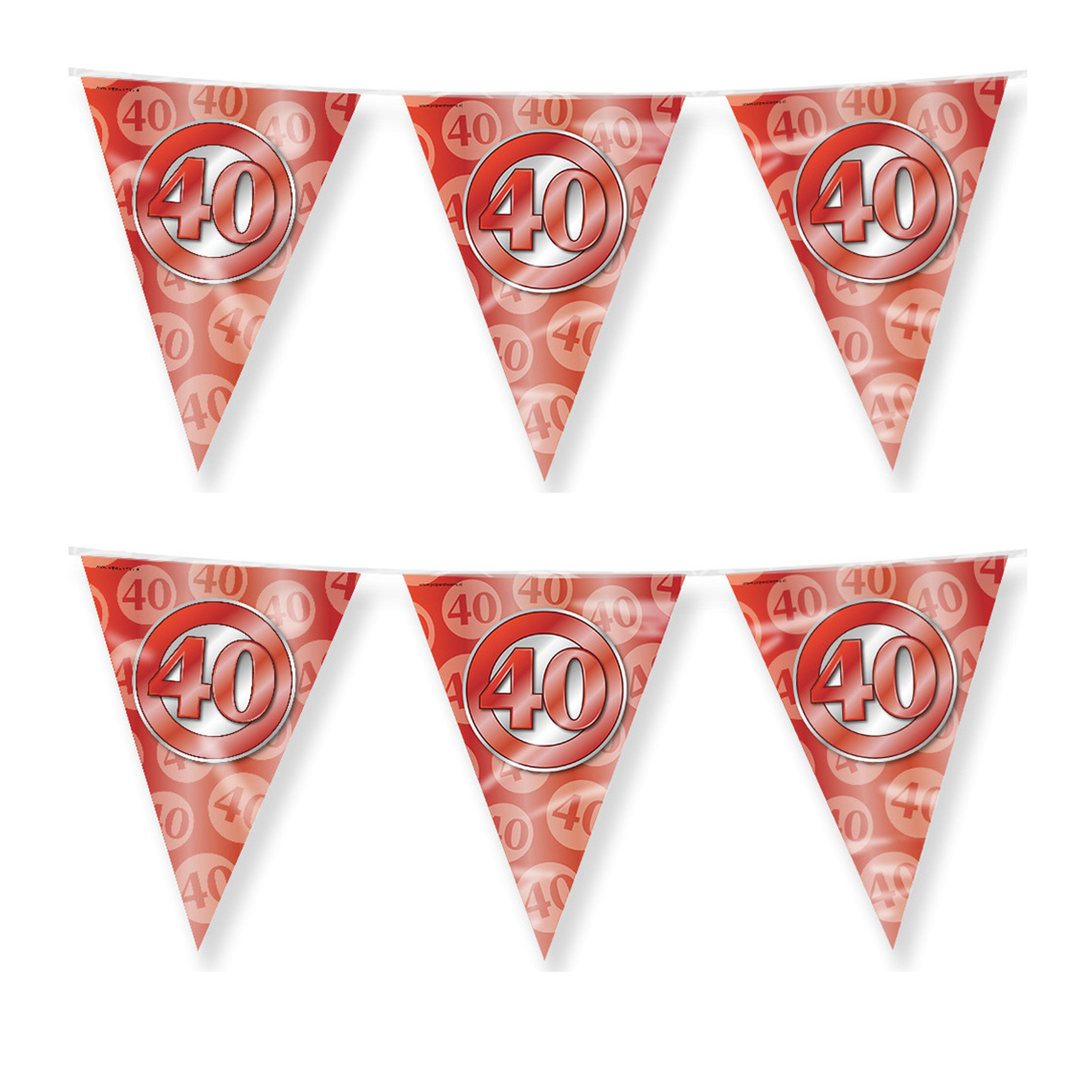 Jubileum 40 jaar getrouwd vlaggetjes - 2x - feestversiering - 10m - folie - dubbelzijdig -